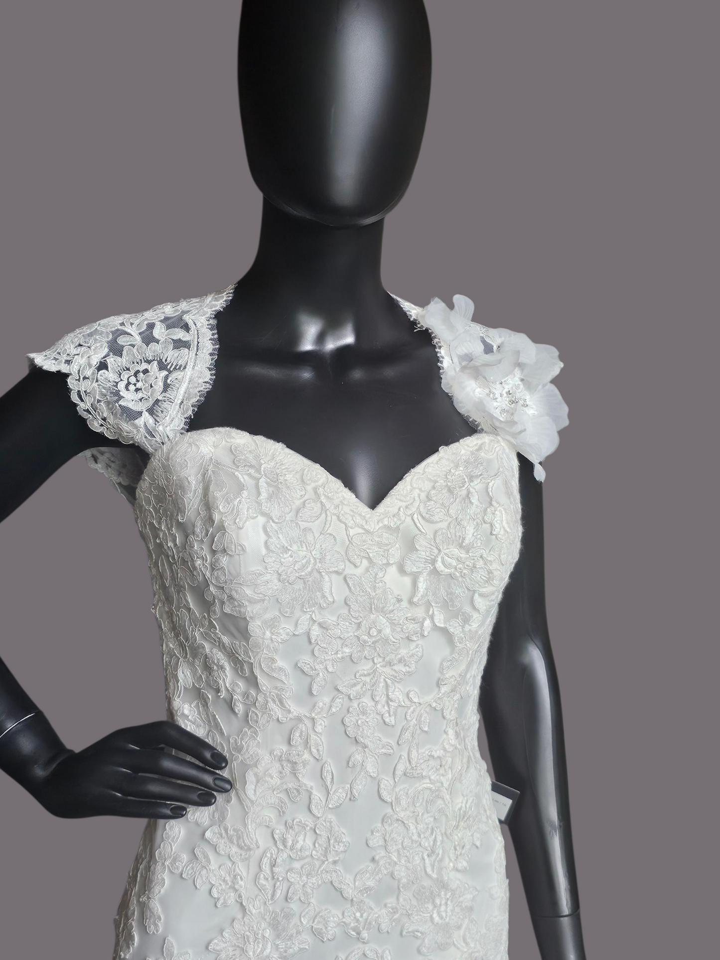 Ivory Full Lace Fit/Flare Wedding Gown - Mori Lee