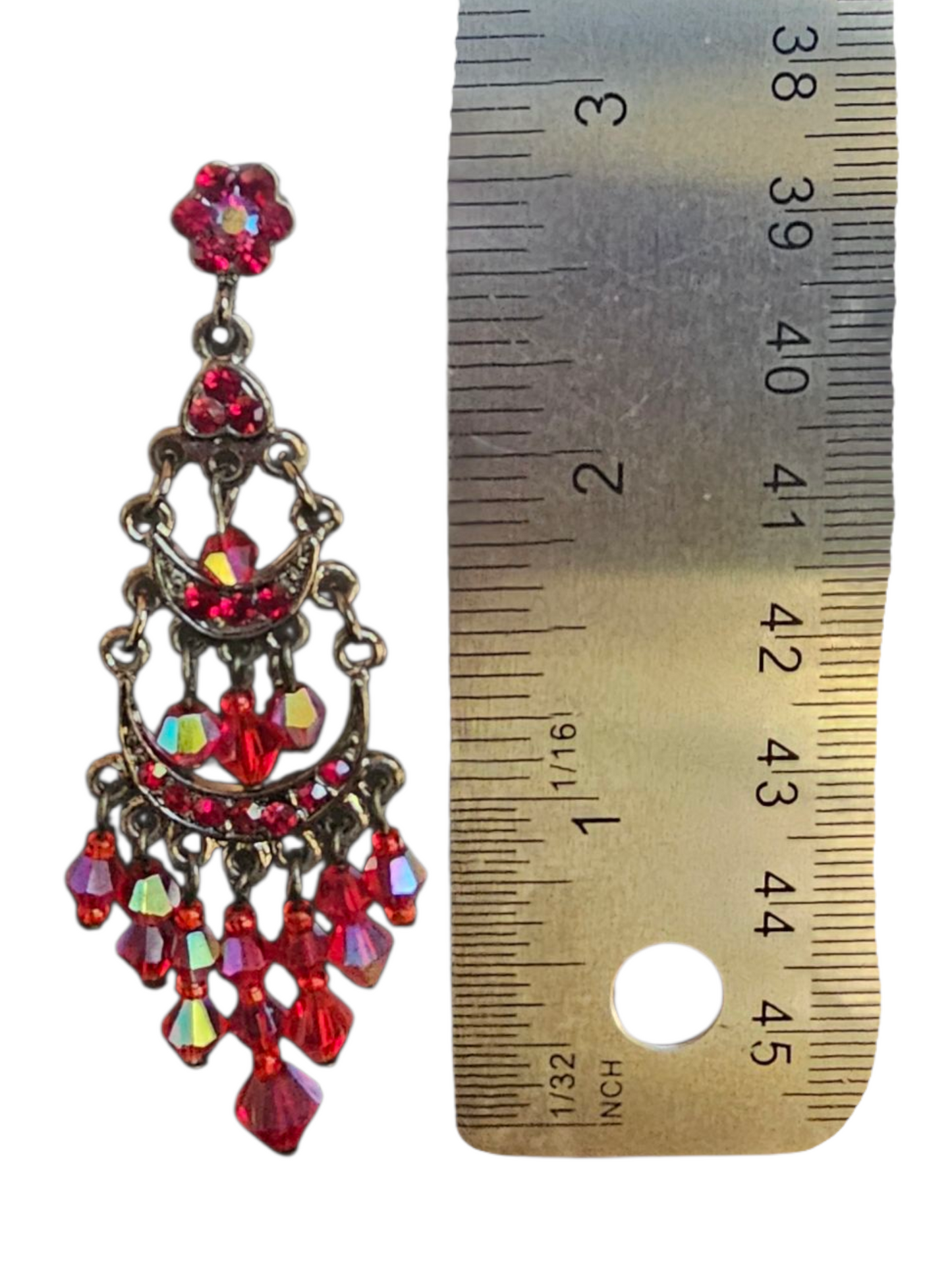 Red Beaded Tiered Earring