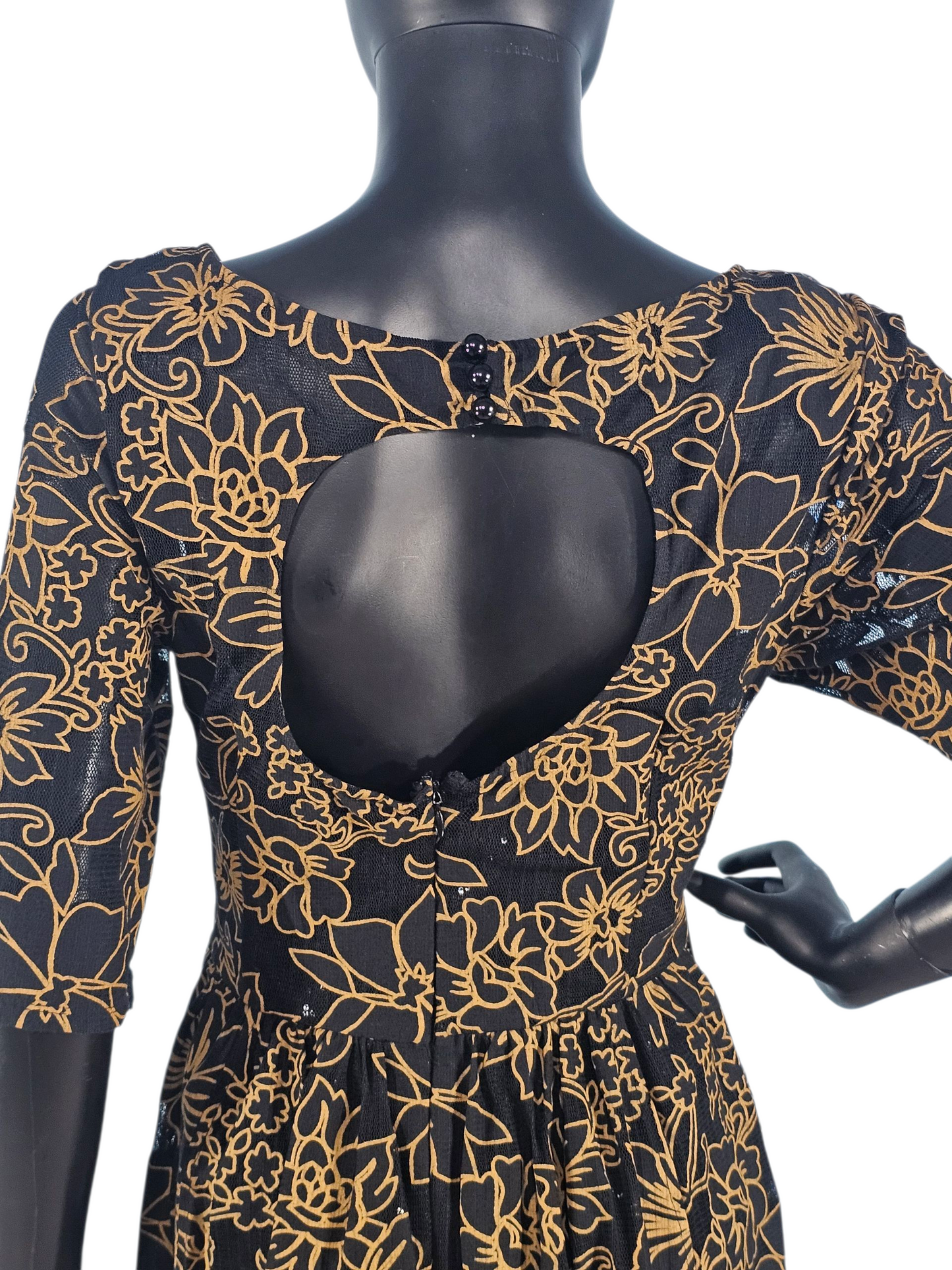 Black and Gold Floral Shimmer Cocktail Dress / Party Dress - Plenty Dresses by Tracy Reese