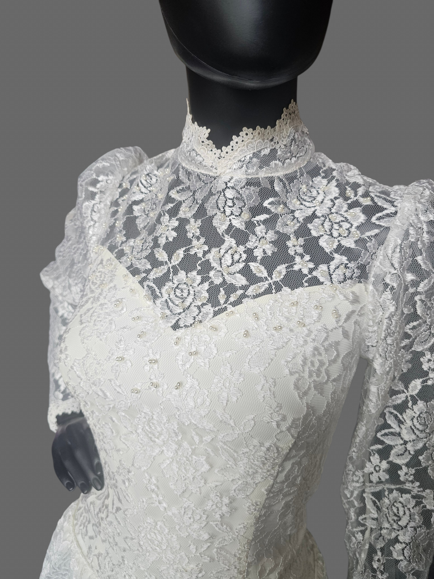 Vintage Lace Tea Length Wedding Gown