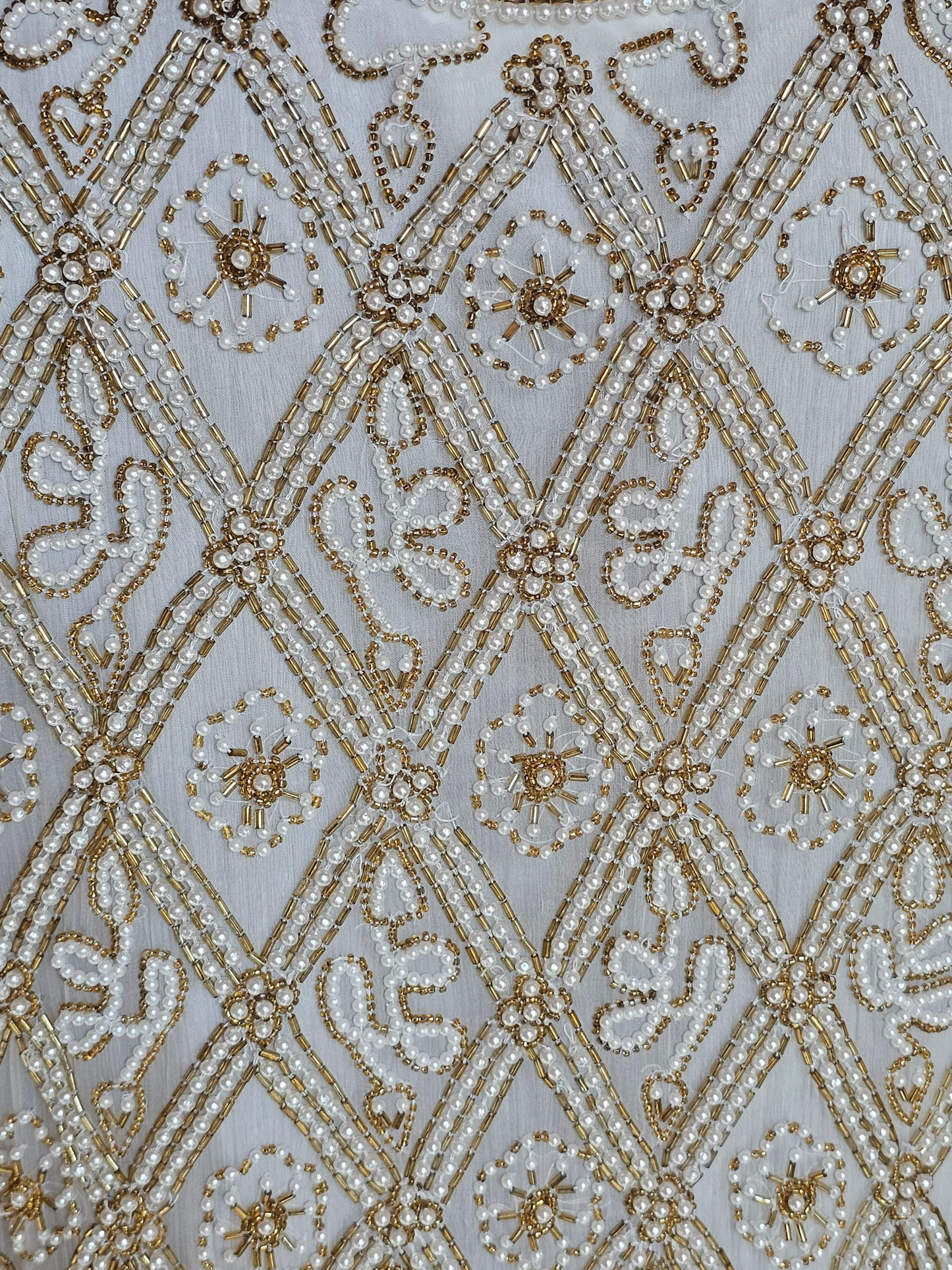 Ivory/Gold/Pearl 100% Silk Jacket