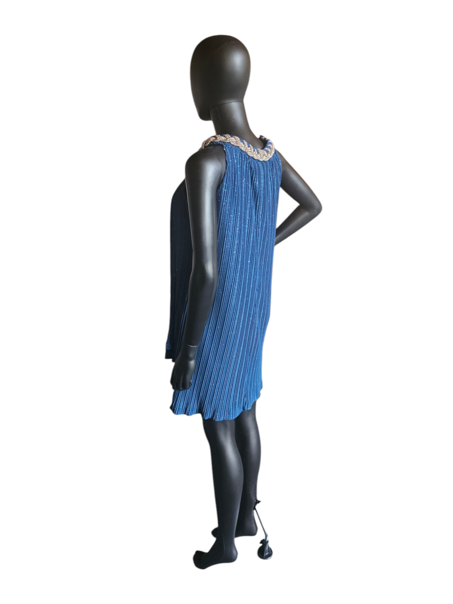 Sparkle Teal Chain Neck Cocktail - Donna Ricco - PETITE