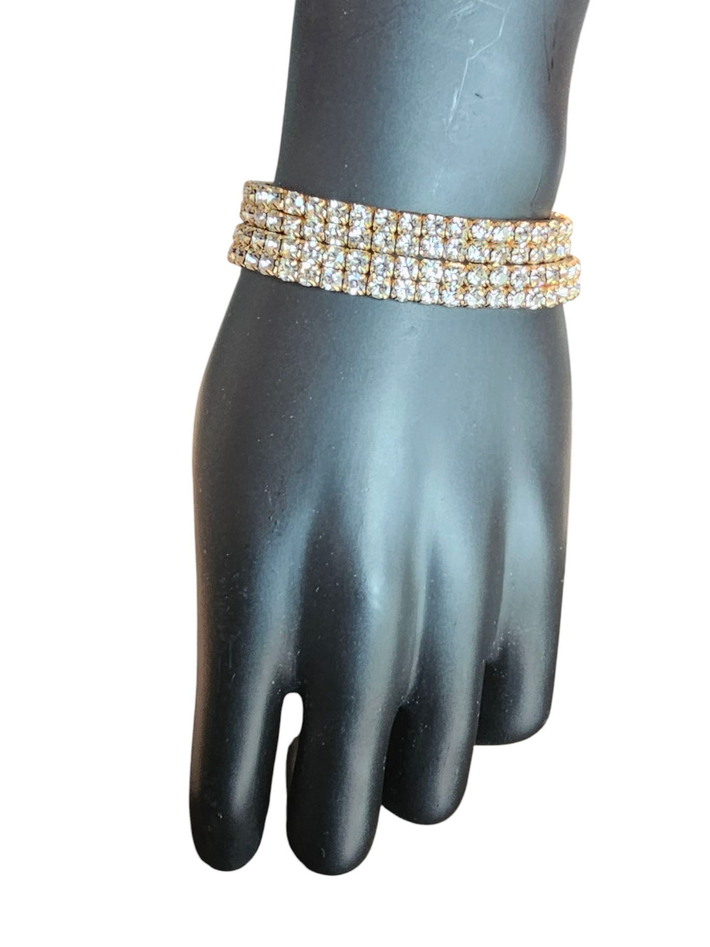 Set of 2 Gold/Crystal Stretch Bracelet