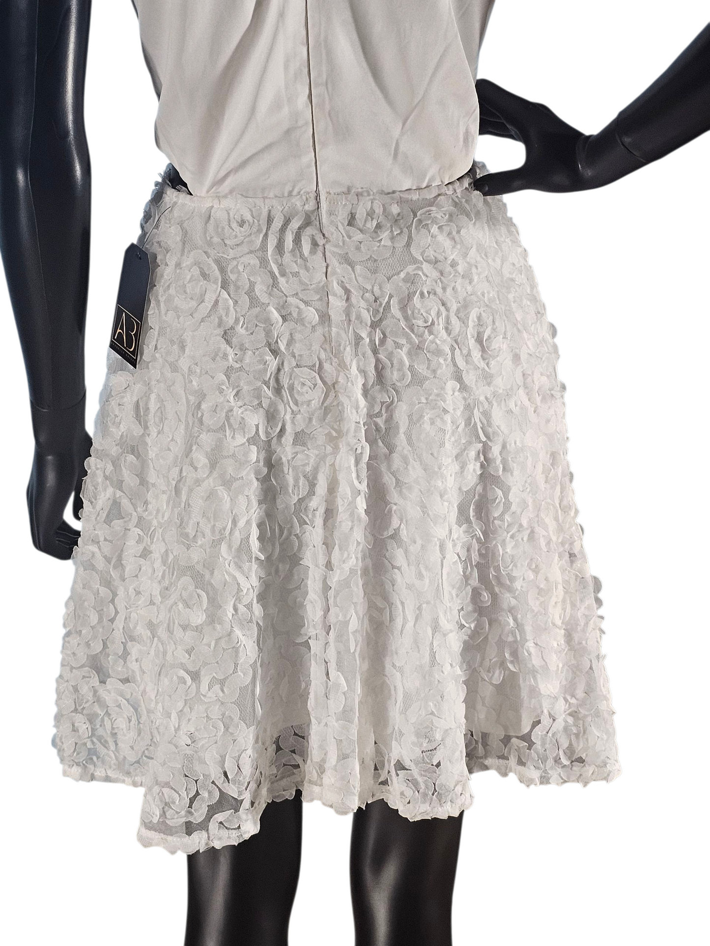 Short White Satin Halter Organza Flower Party Dress - NWT - Fashion Nova