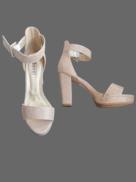 Rose Gold Platform Ankle Strap Heel Shoe