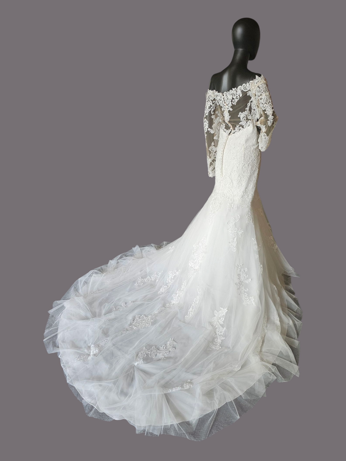 Ivory Lace Overlay Long Sleeve Wedding Gown - Morilee Madeline Gardner