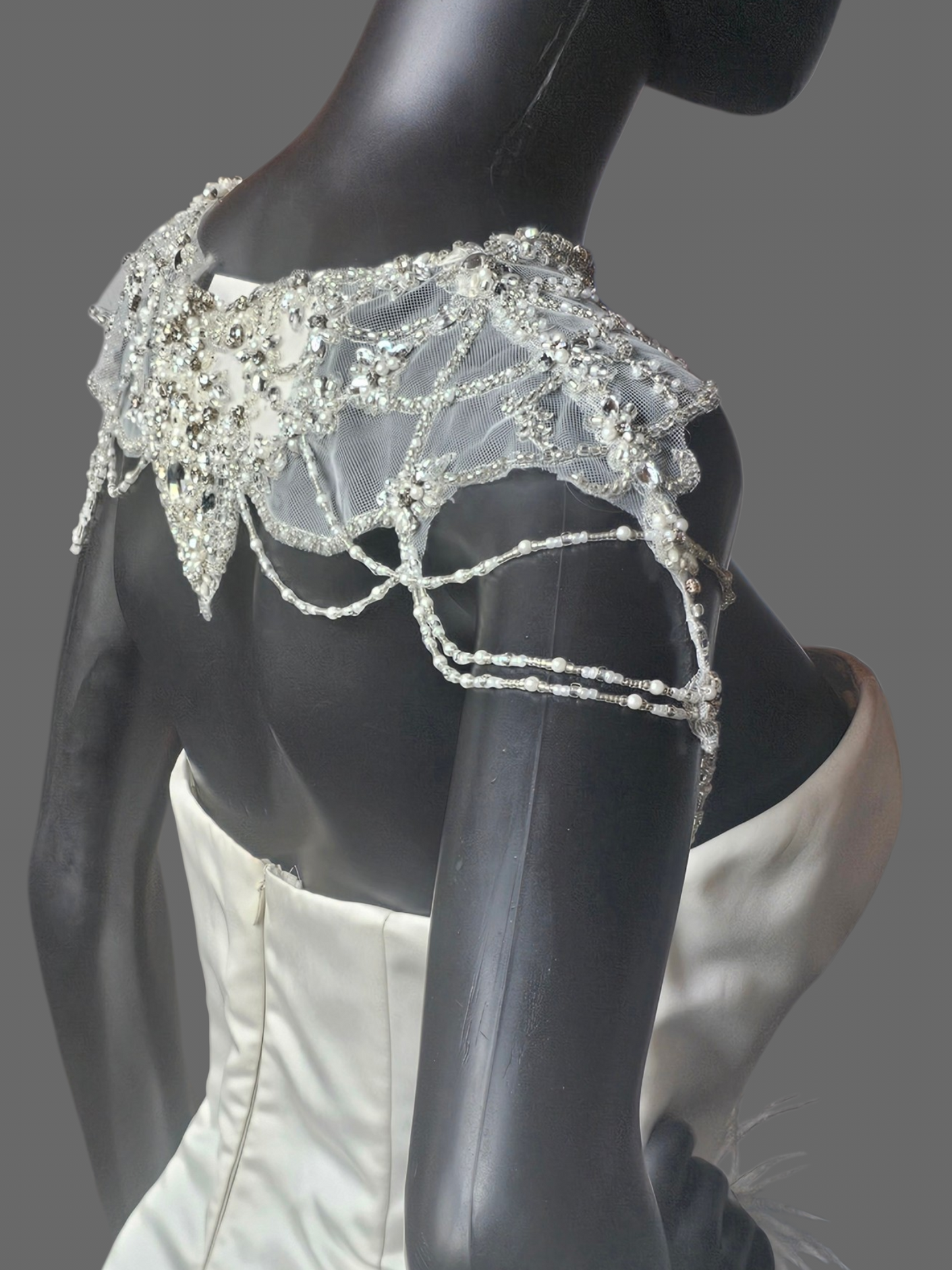 Beaded Applique Draped Shoulder Necklace/Capelet