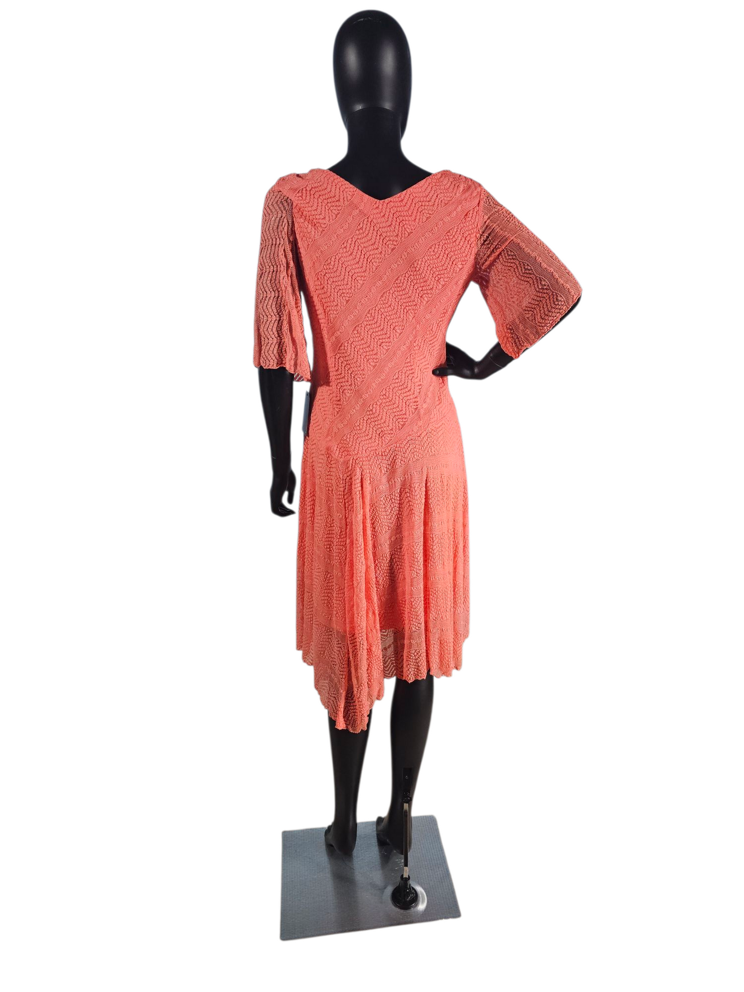 Coral Stretch Lace Bias Cut Handkerchief Hem Casual Dress - NWT Rabbit Rabbit Rabbit