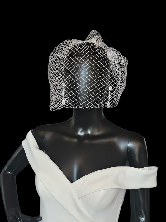 Silver Freshwater Pearl/Crystal Comb W/Net Facinator Veil