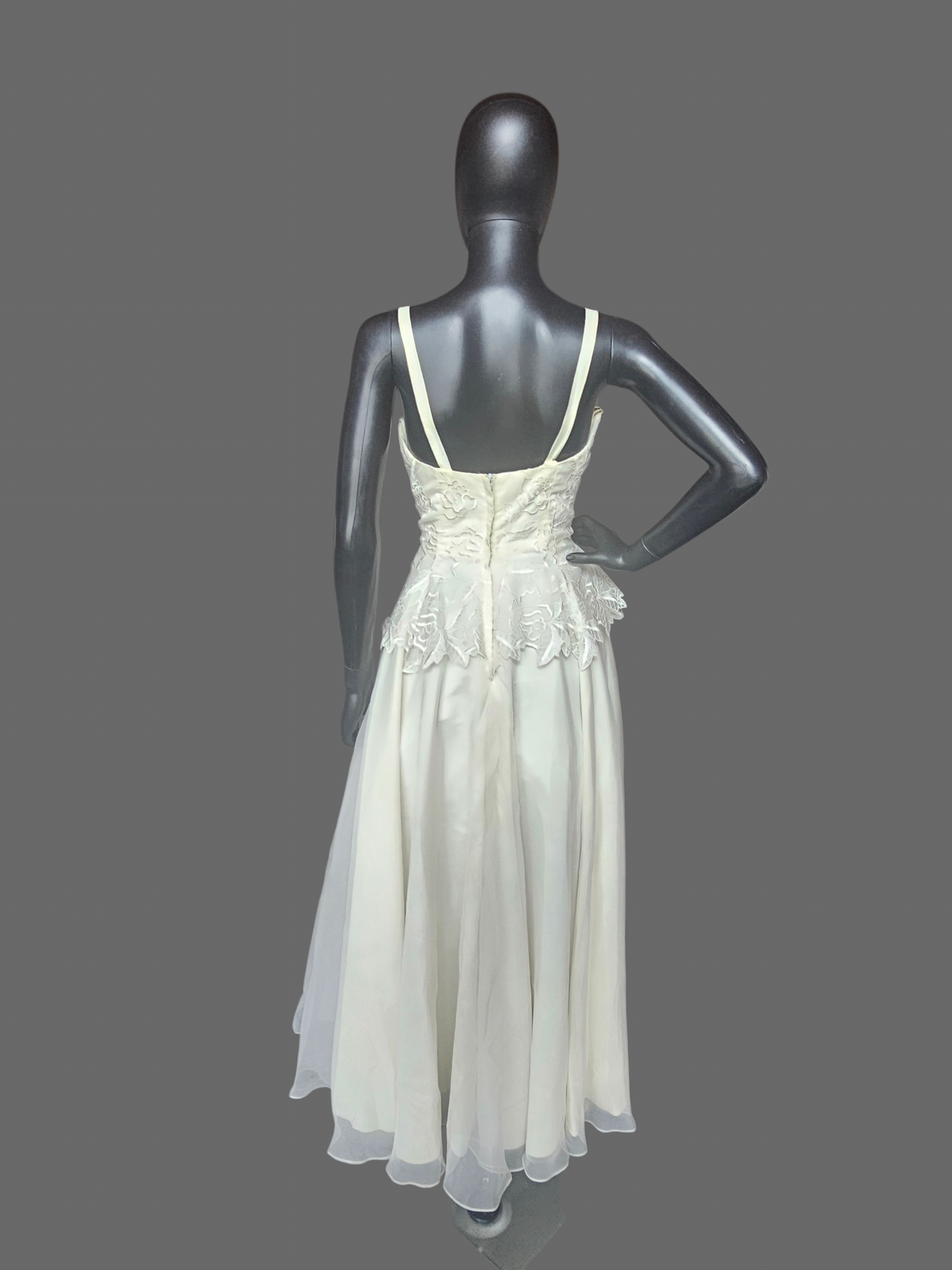 Vintage Embroidered Peplum Ankle Length Wedding Dress