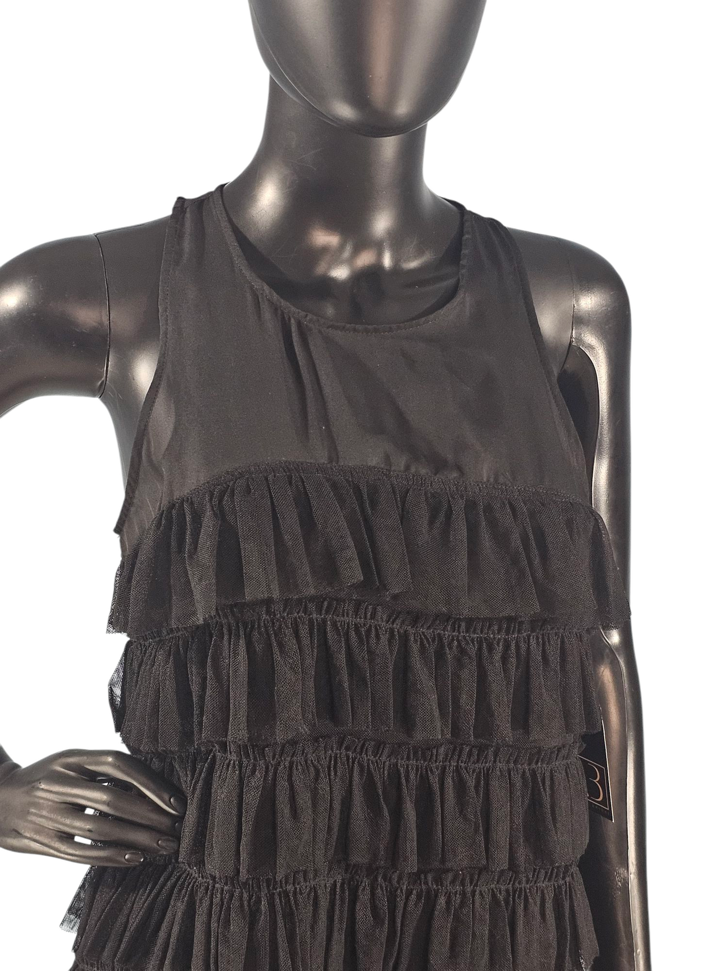 Black Chiffon Tiered Illusion Cocktail Dress - Twenty One