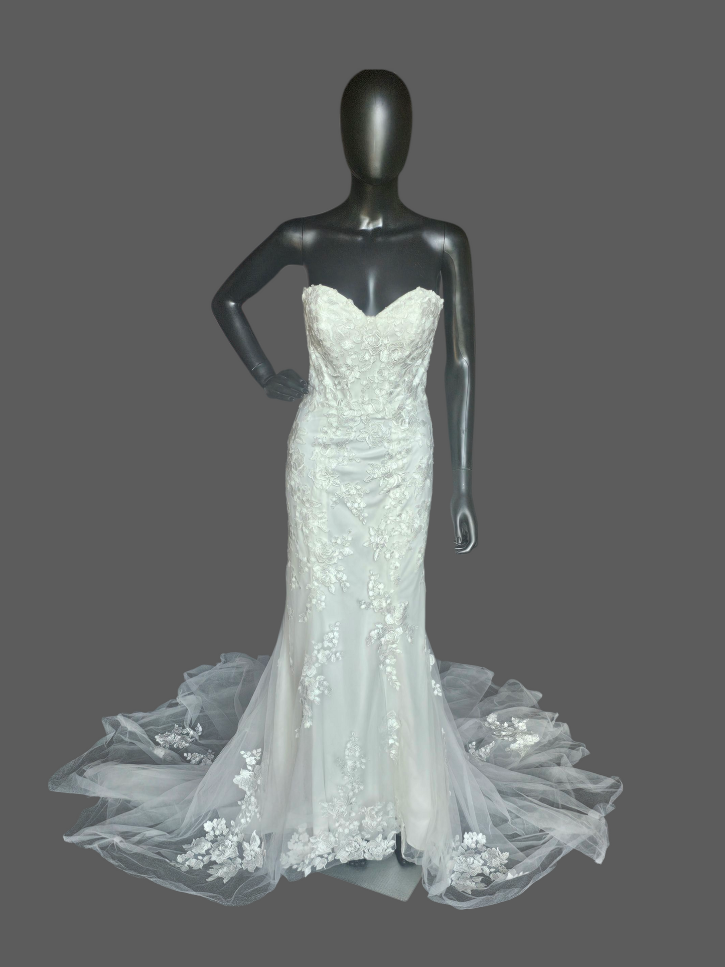 Strapless Lace Sweetheart Fit/Flare Wedding Gown - Rebecca Ingram