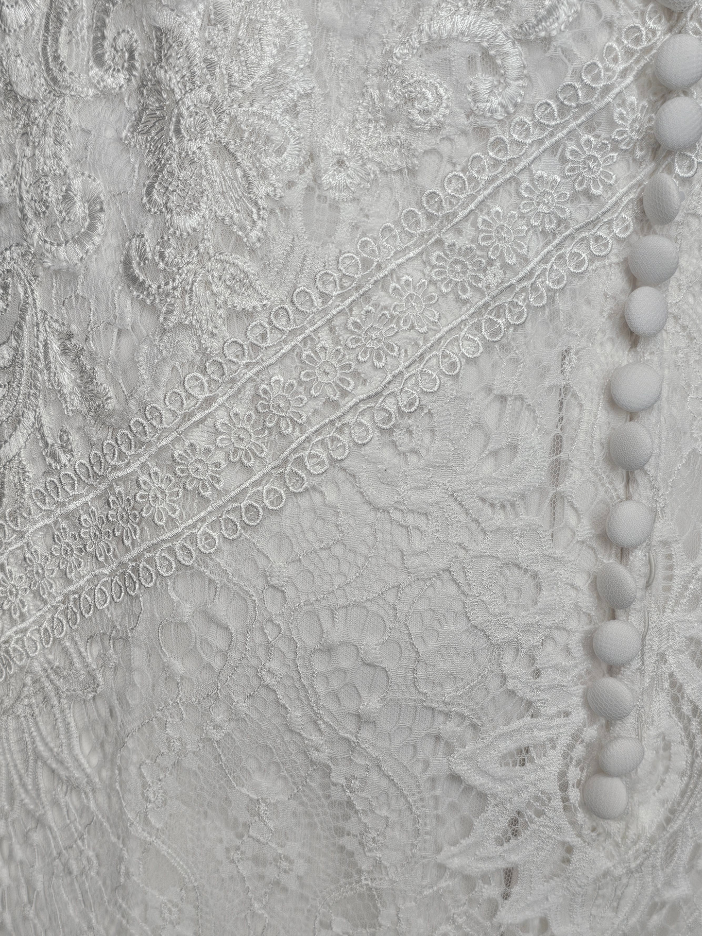 Boatneck Lace Ivory Fit/Flare Boho Wedding Gown - Lillian West