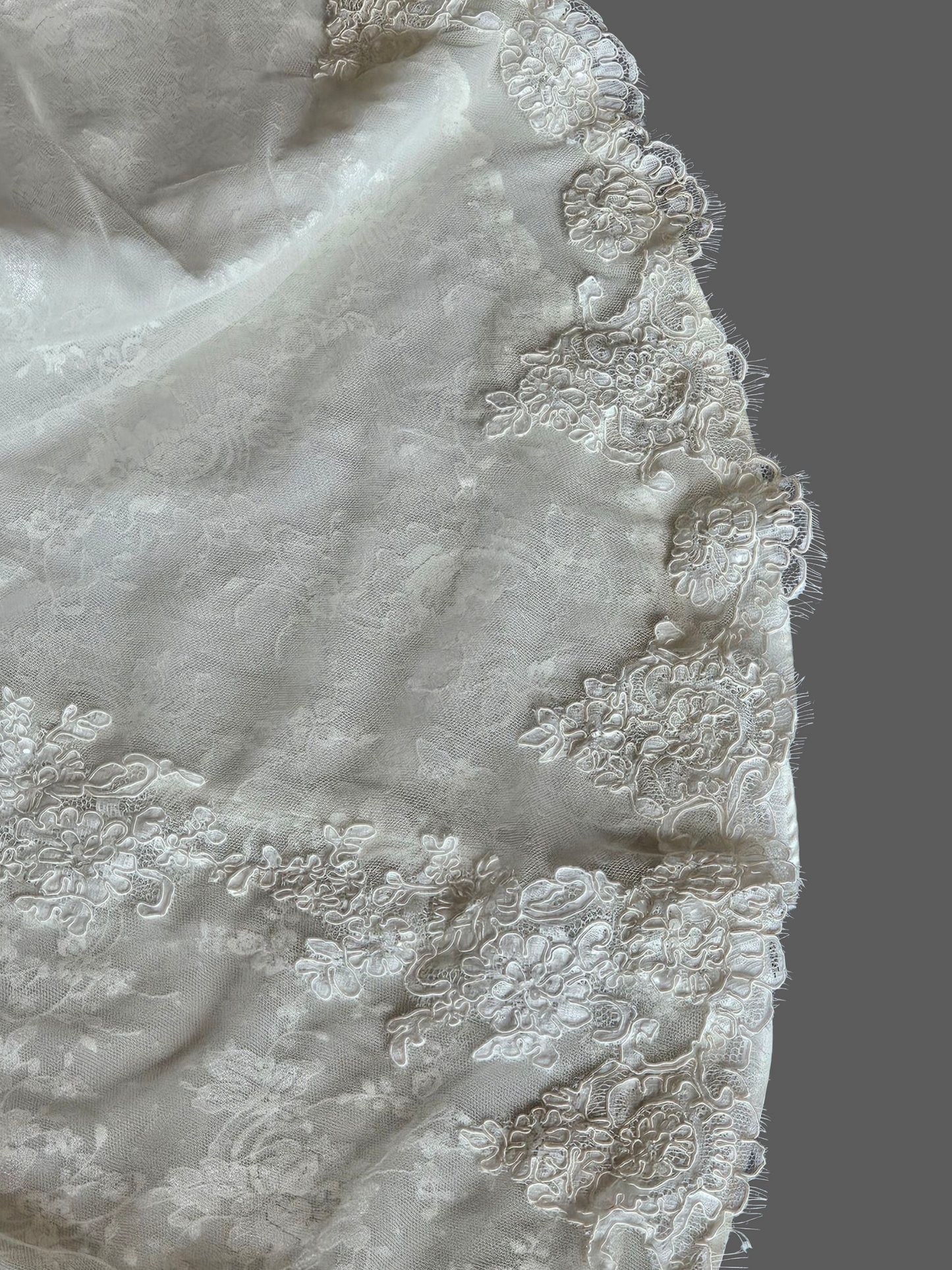 Dark Ivory Lace Fit/Flare V-Neck Wedding Gown - Pronovias