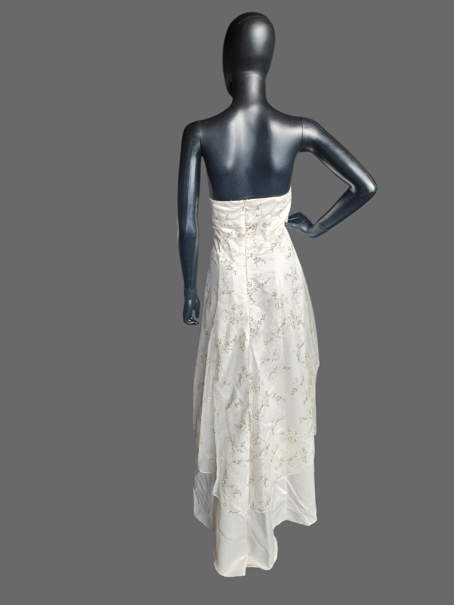 Cream/Gold Vintage Prom Maxi A-Line Dress - Jump