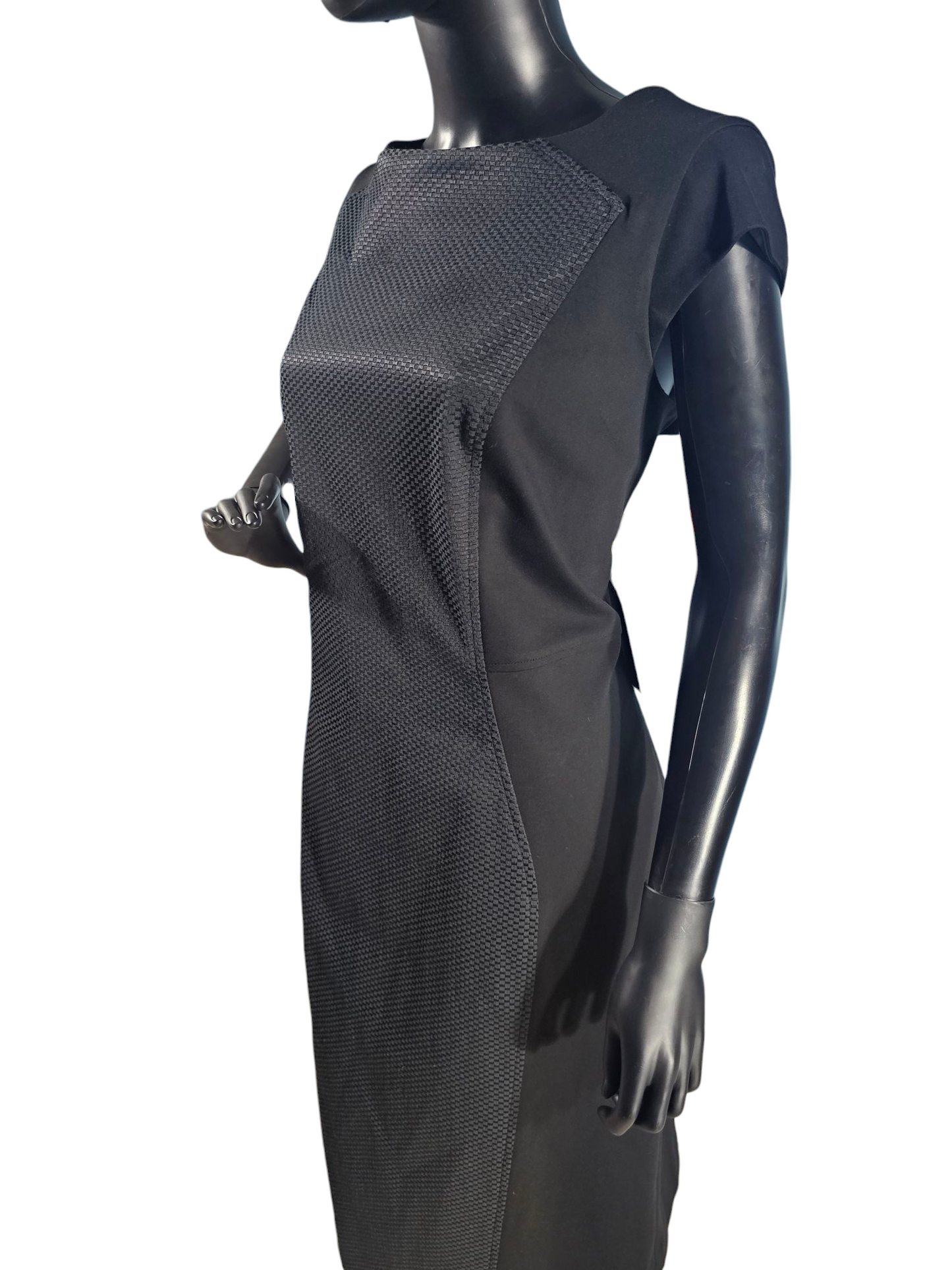 Black Mary Kay Fitted Cocktail Cap Sleeve Dress