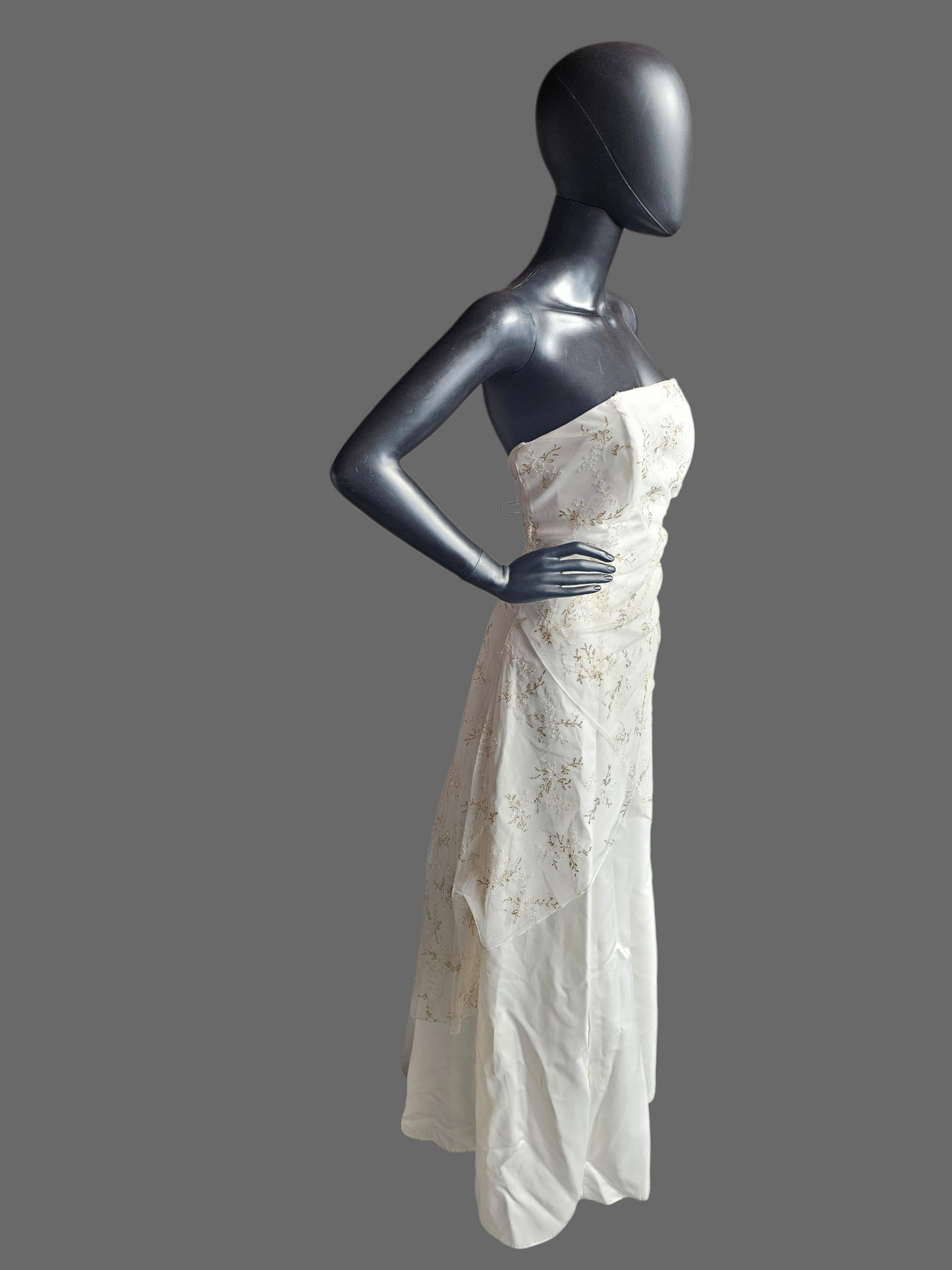 Cream/Gold Vintage Prom Maxi A-Line Dress - Jump