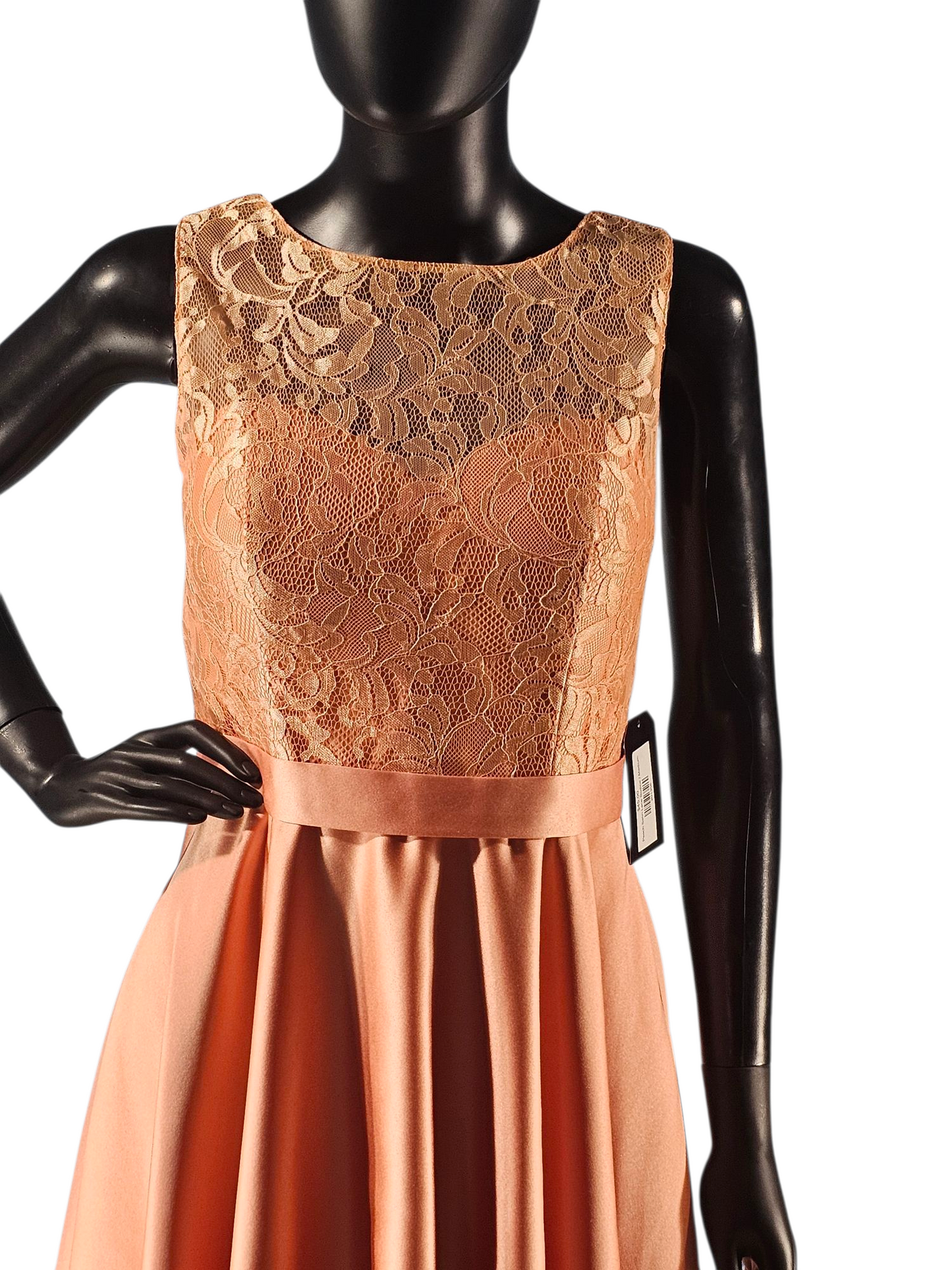 Peach Satin Lace Bodice Cocktail Dress - JJs House