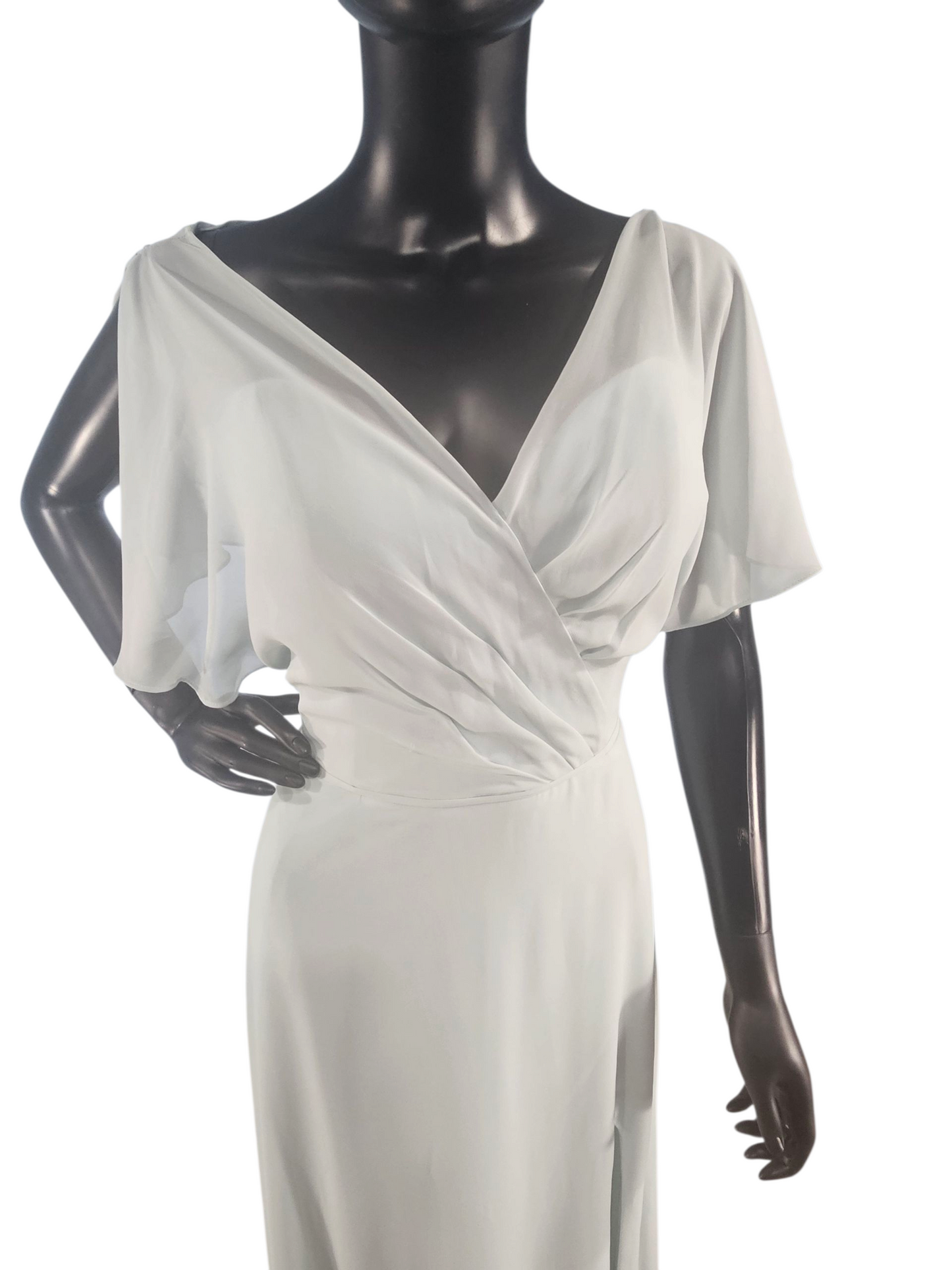 Seaglass Chiffon Flutter Sleeve A-Line Maxi Formal Dress - Mori Lee