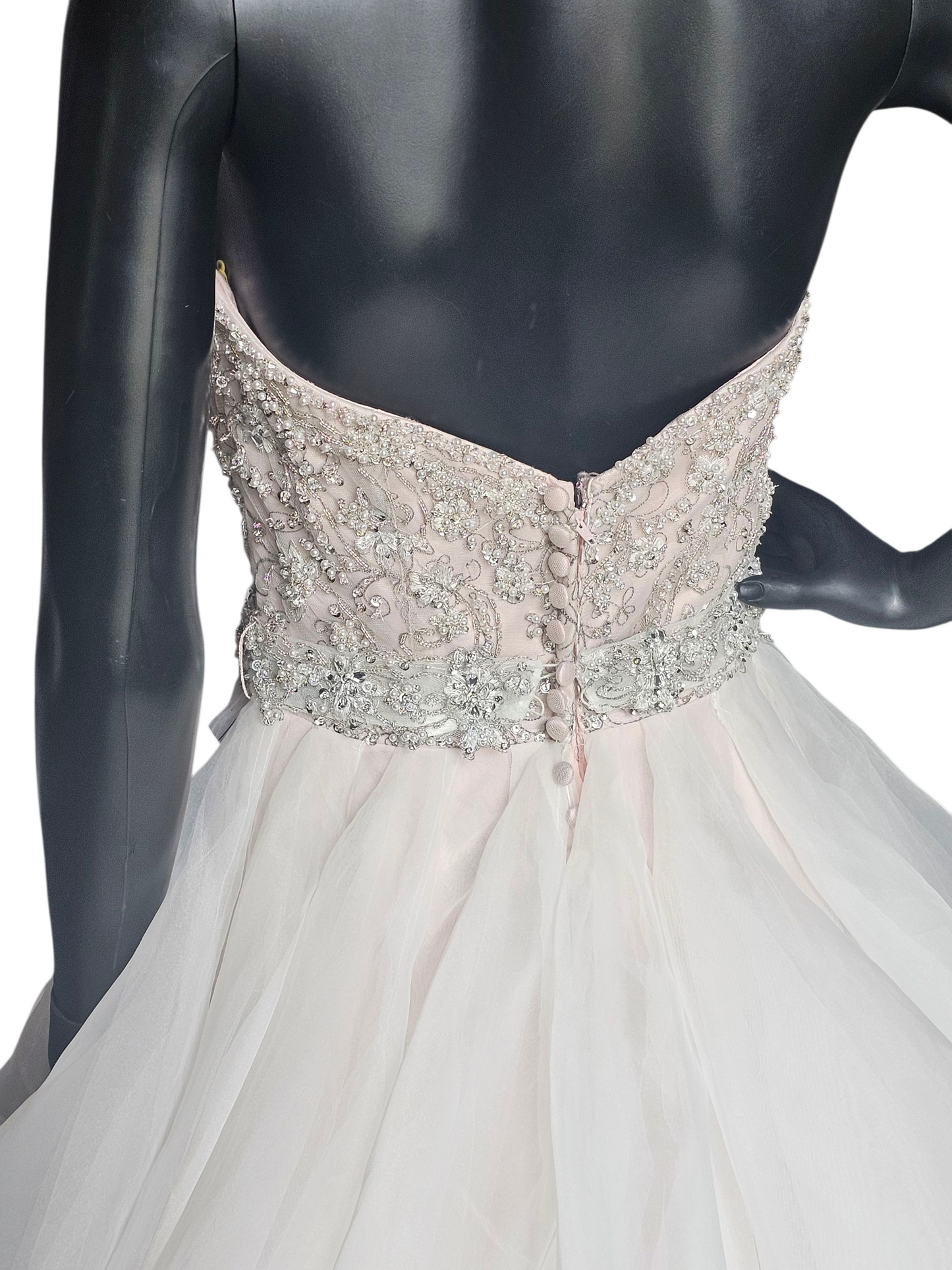 Sweetheart Strapless Blush Tiered Ball Gown Wedding Dress - Mori Lee