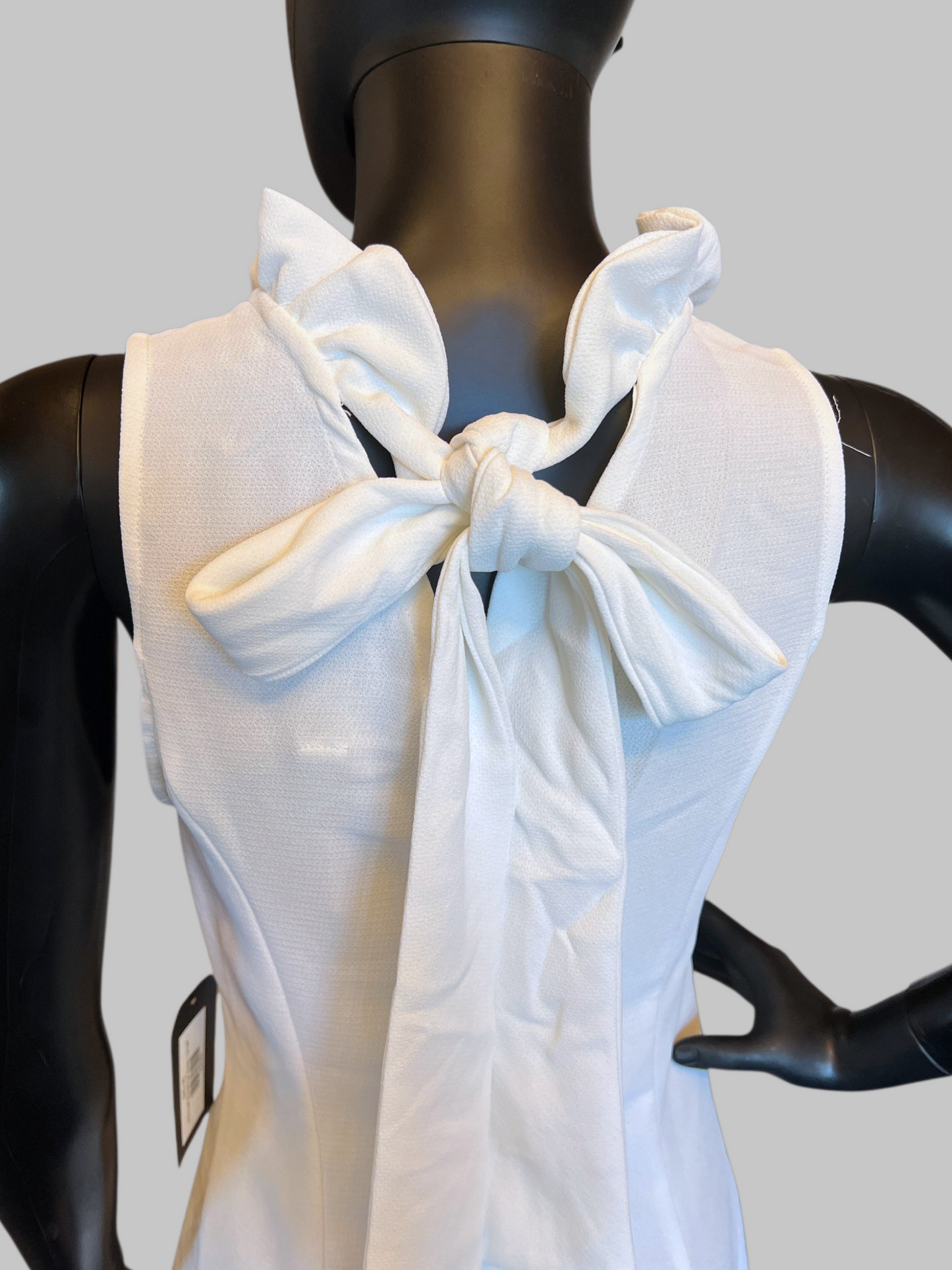 High Ruffle Neck Mid-Length Sheath Ivory Dress / Party Dress / Courthouse Wedding - NWT DO+BE