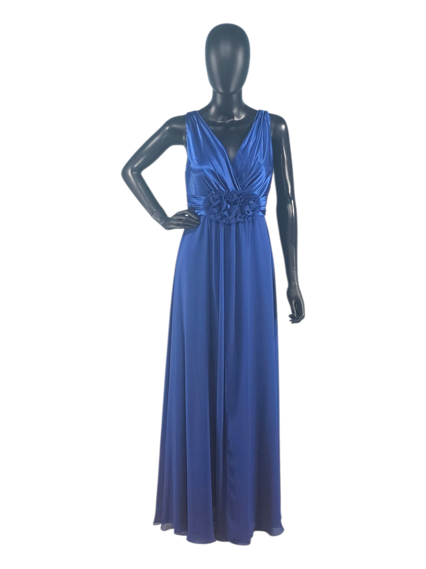 Royal Blue Chiffon V-Neck Maxi Formal Dress - Bill Levkoff