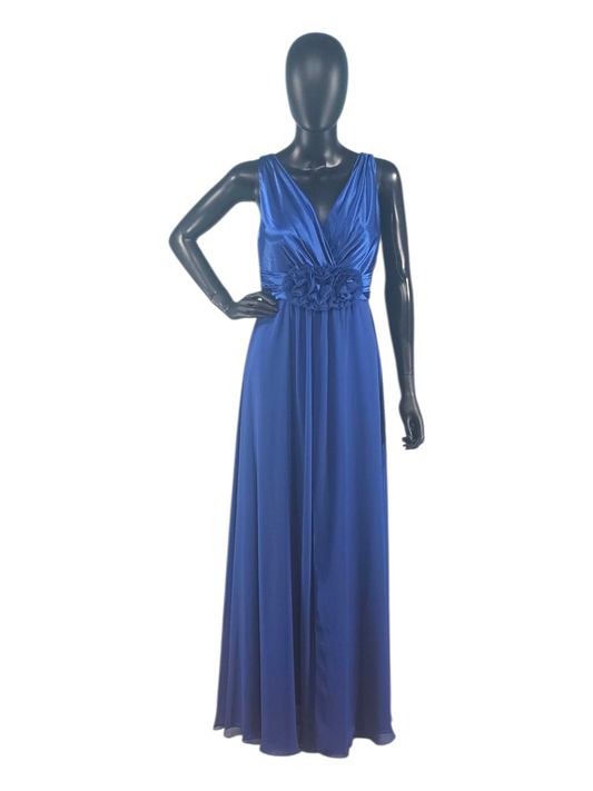 Royal Blue Chiffon V-Neck Maxi Formal Dress - Bill Levkoff