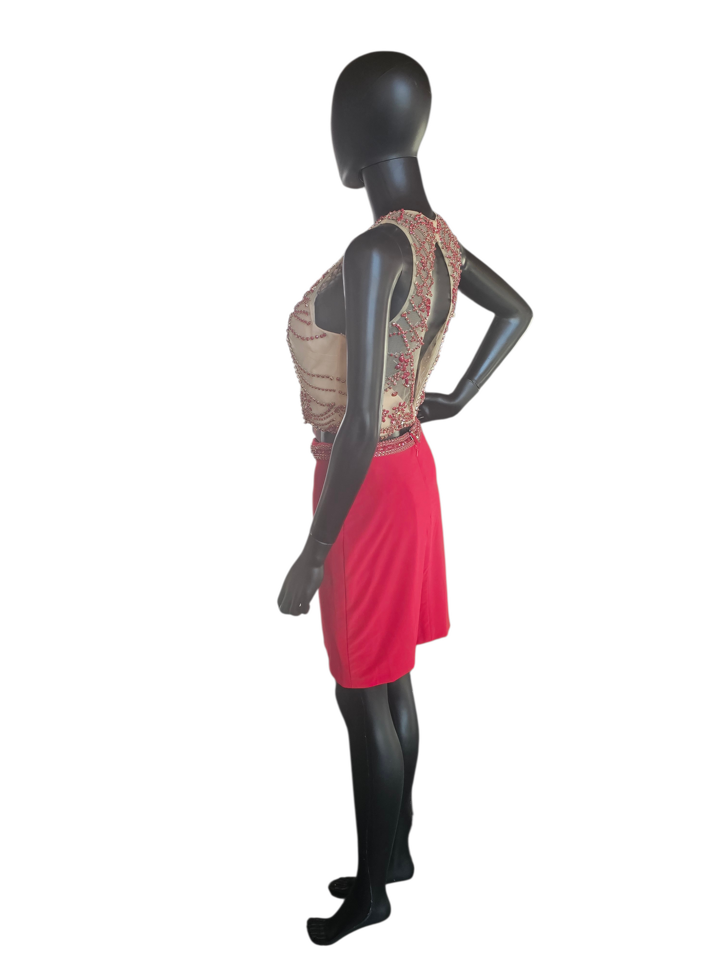 Red/Nude 2 Piece Party Dress - Juliet