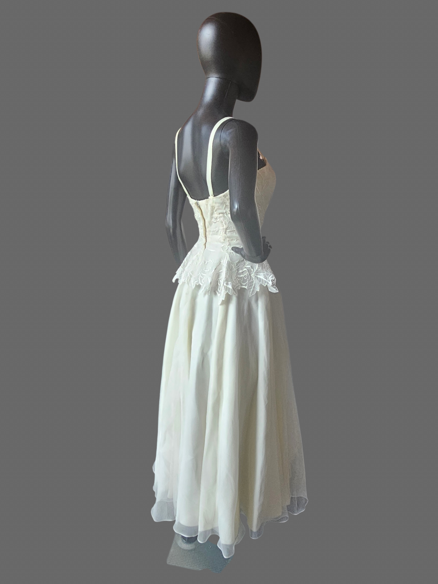 Vintage Embroidered Peplum Ankle Length Wedding Dress