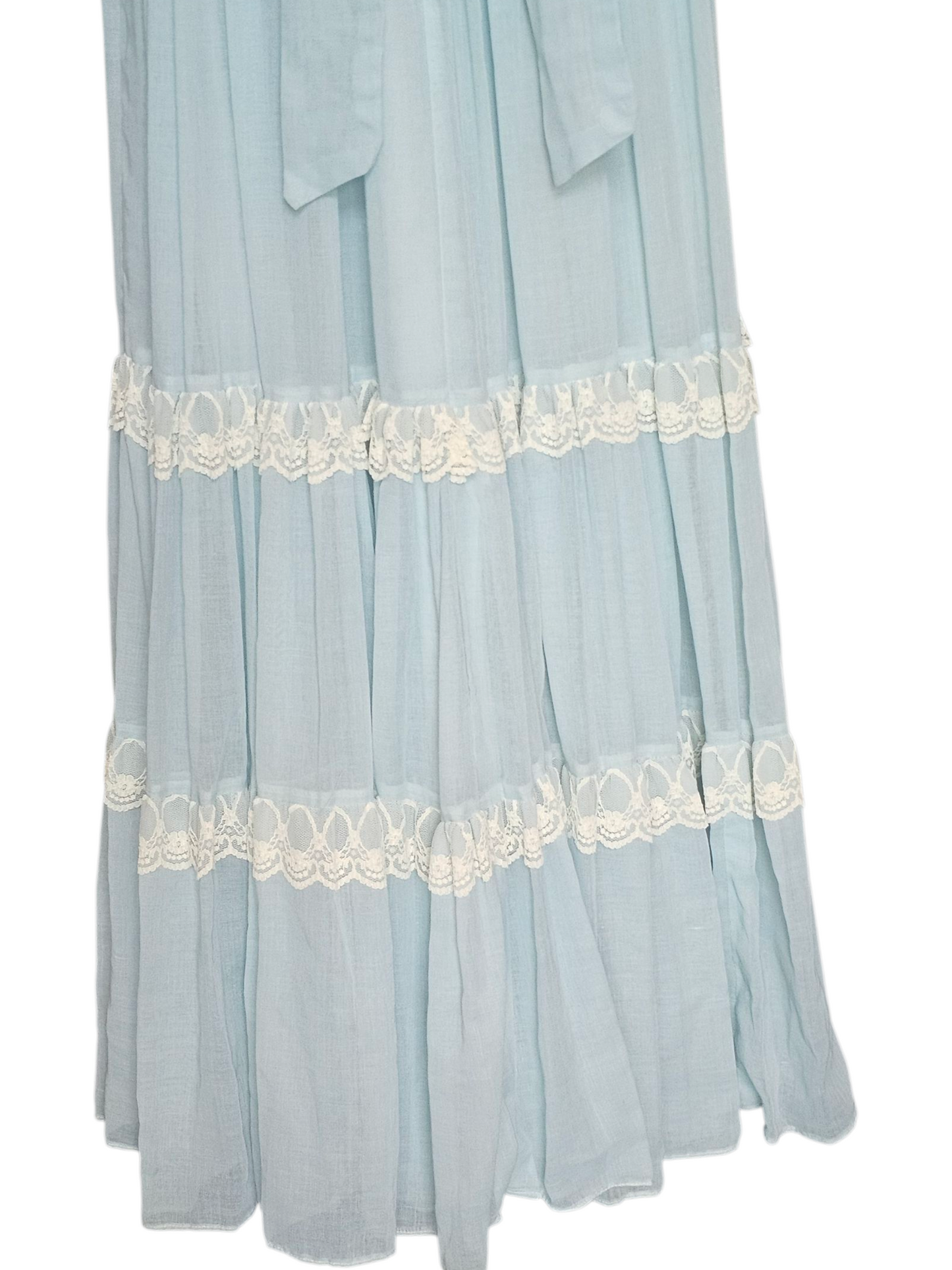 Vintage 70's Blue Prom Prairie Style Maxi Dress - Gunne Sax