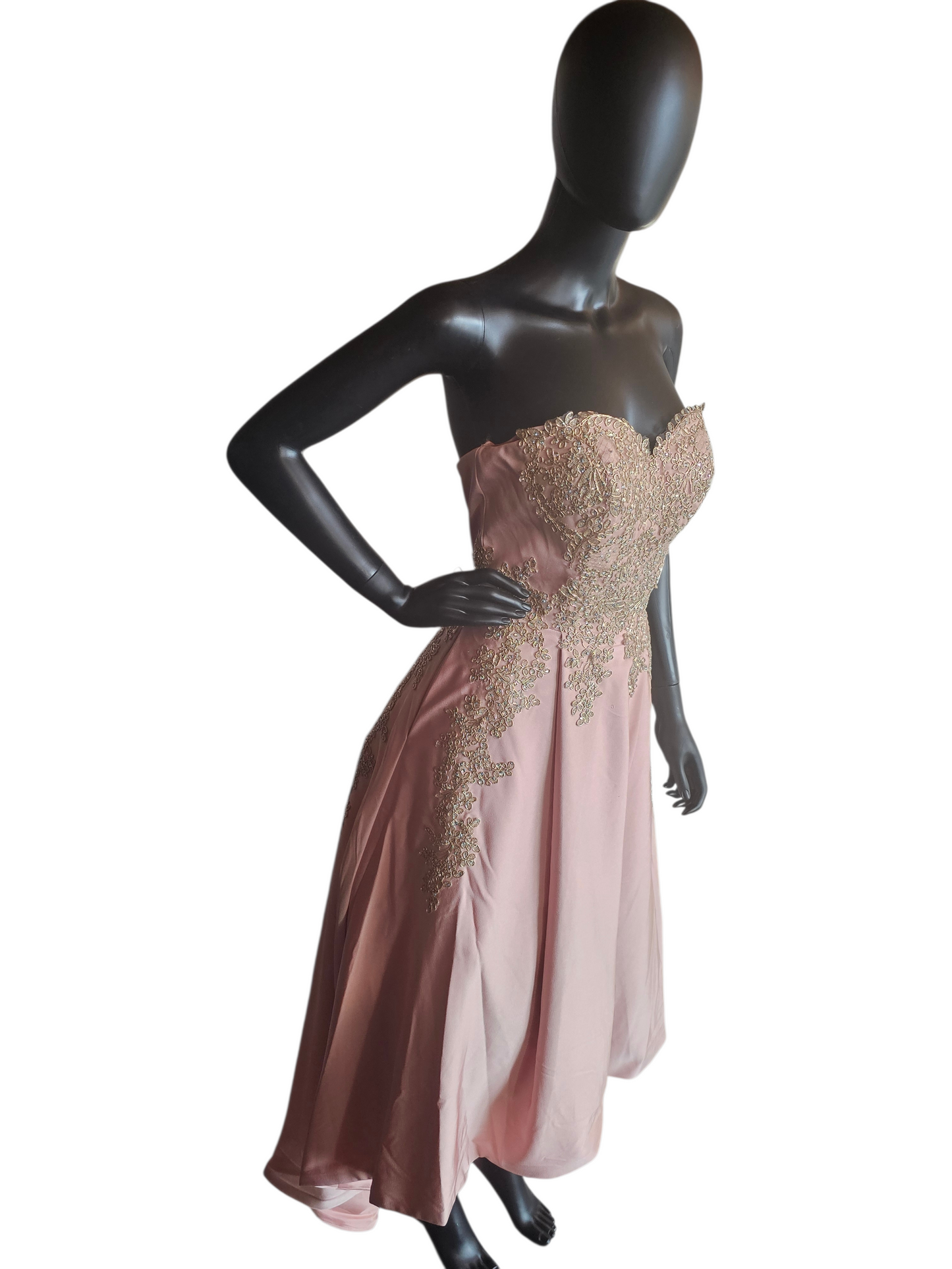 Dusty Rose/Gold High Low Formal Dress - LA Merchandise