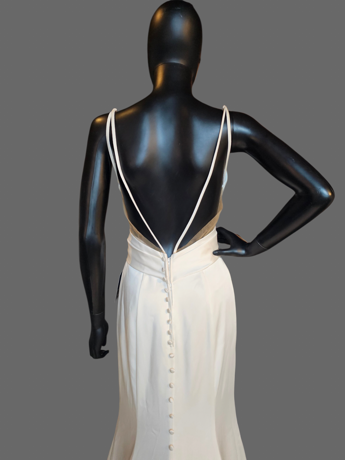 Ivory Silky Satin Cutout Sheath - Wilderly