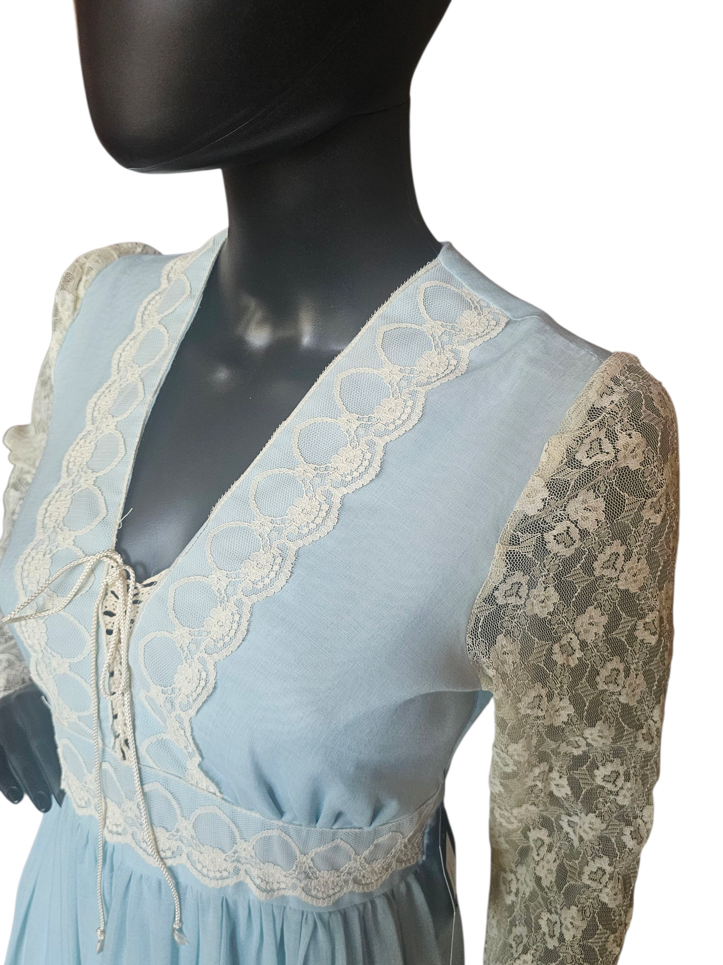 Vintage 70's Blue Prom Prairie Style Maxi Dress - Gunne Sax