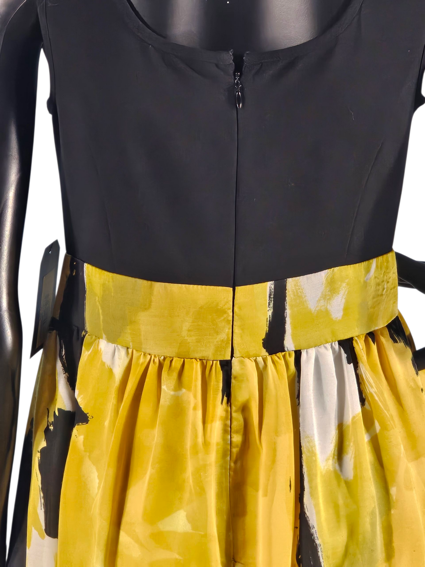 Black/Yellow Floral Print Chiffon Casual Dress - Ellen Tracy