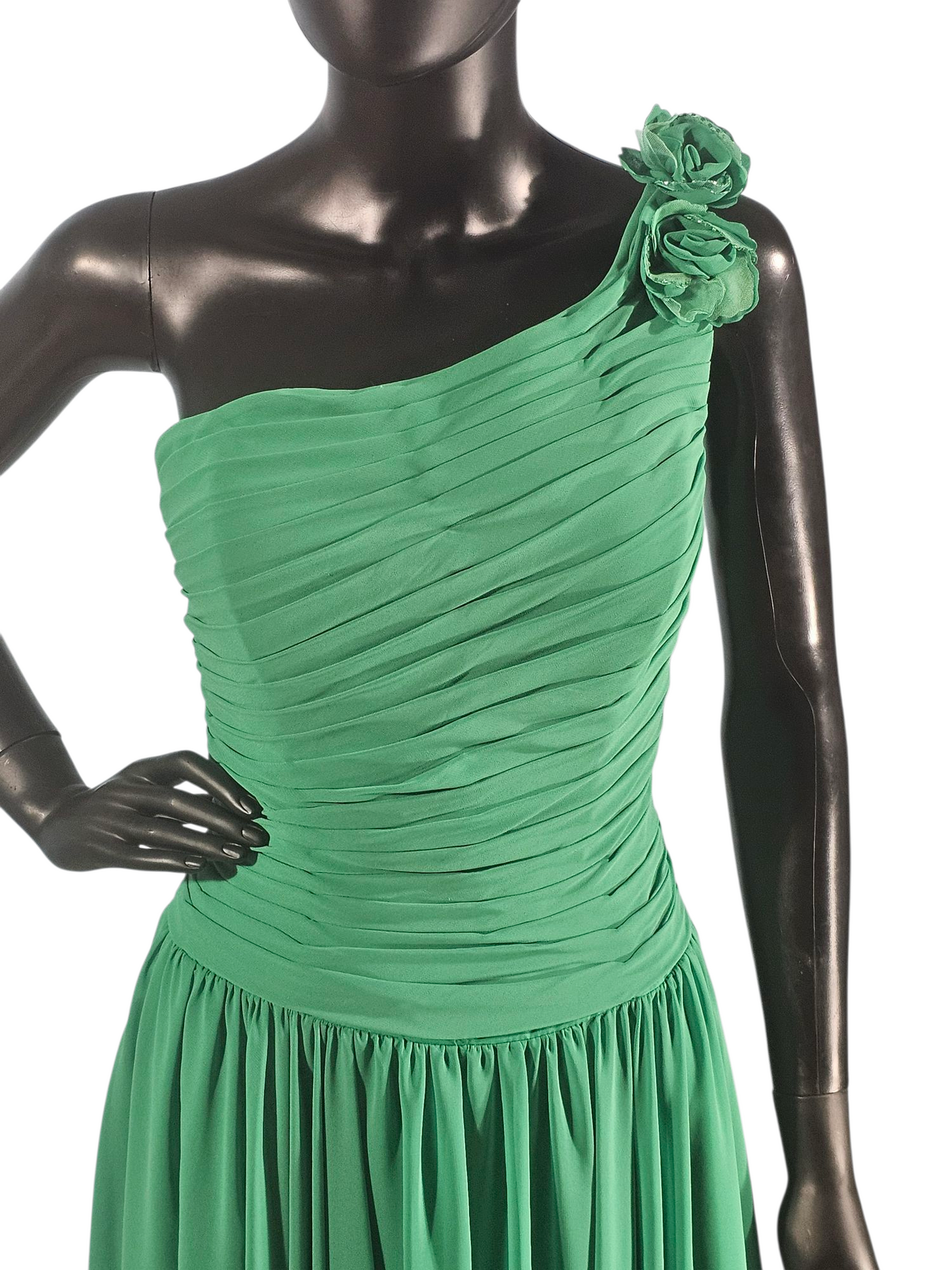 Shamrock One Shoulder Floral Chiffon Mid-Length Dress - Mori Lee