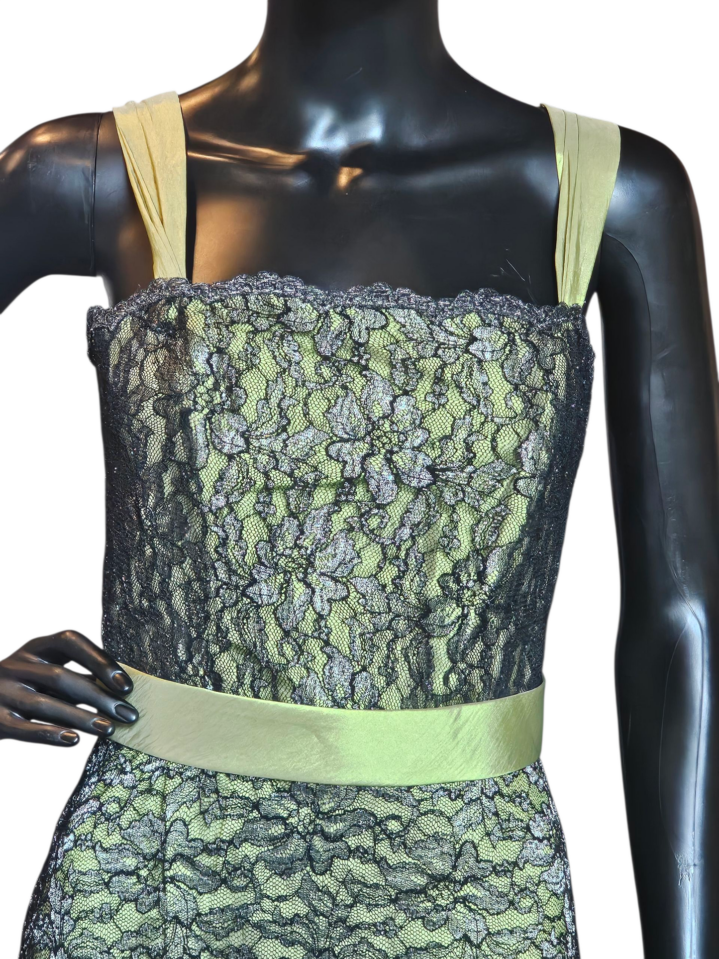 Apple Green/Black Lace A-Line Cocktail Dress - Alexia