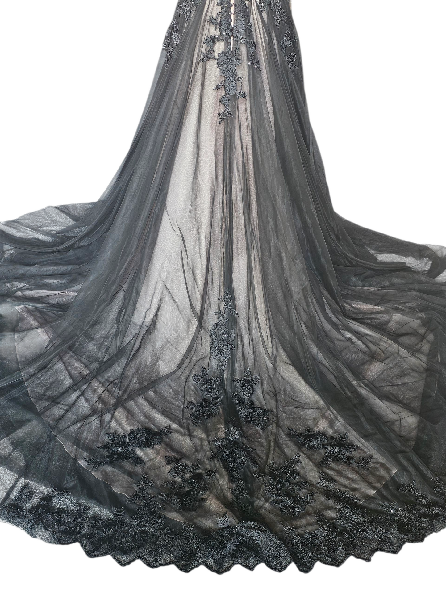 Black/Blush Plunge V-Neck A-line Wedding Gown NWOT - Mori Lee