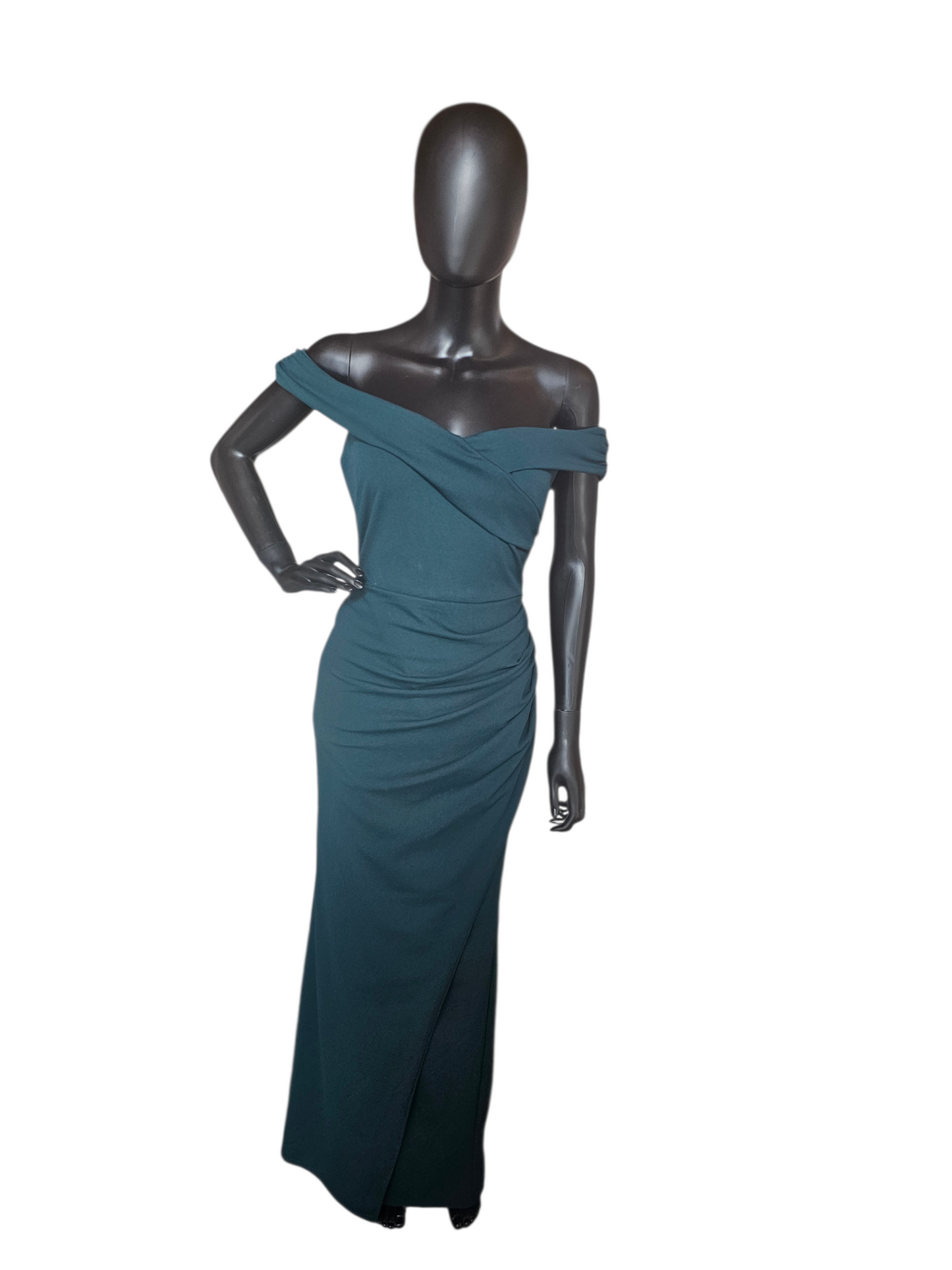 Forest Green Off Shoulder Stretch Jersey Formal Dress - Lulus