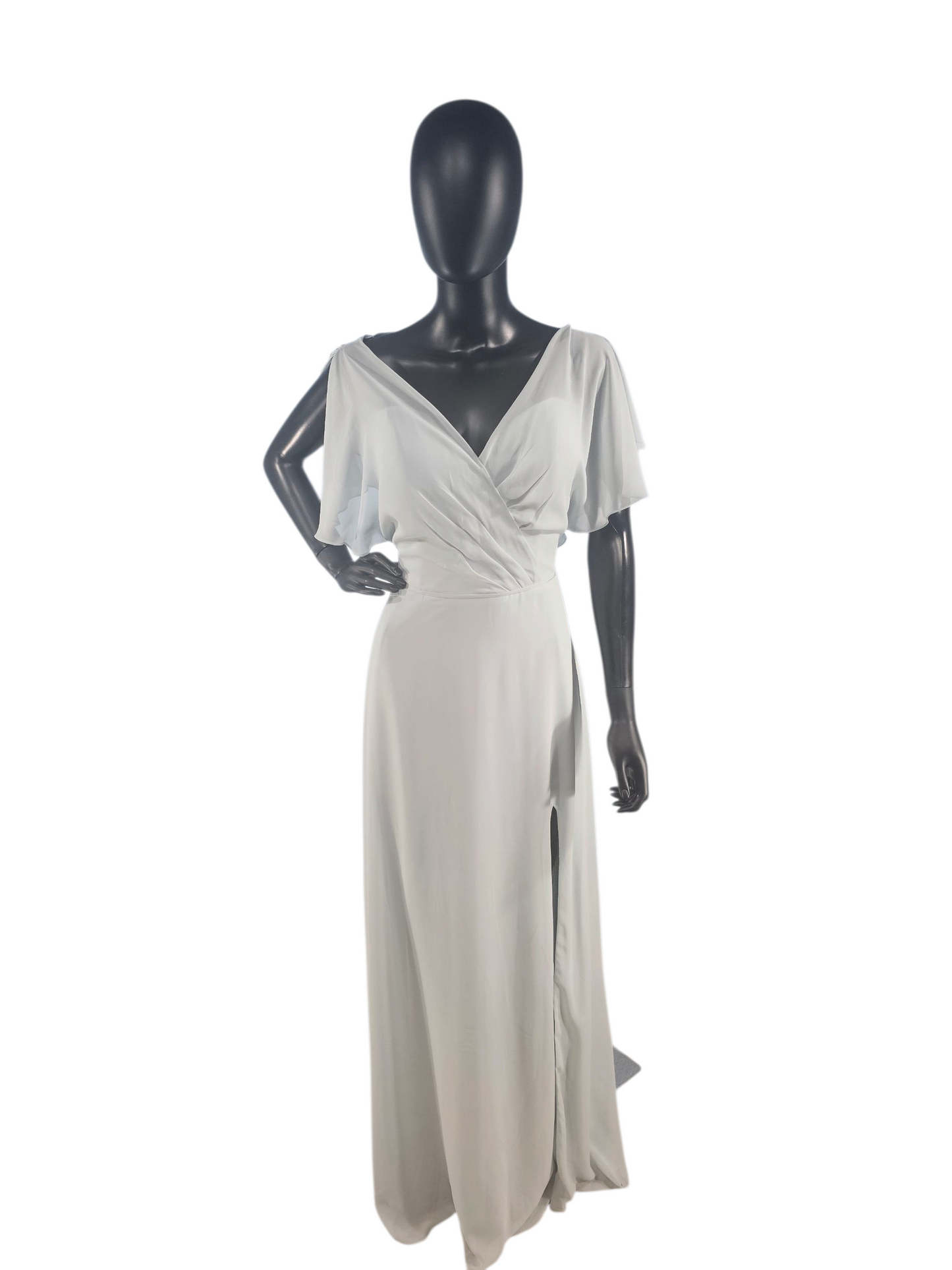 Seaglass Chiffon Flutter Sleeve A-Line Maxi Formal Dress - Mori Lee