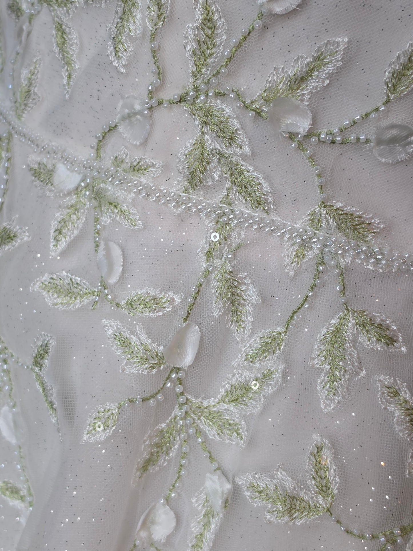 Ivory/Green Floral Sparkle A-Line Wedding Gown - Maggie Sottero