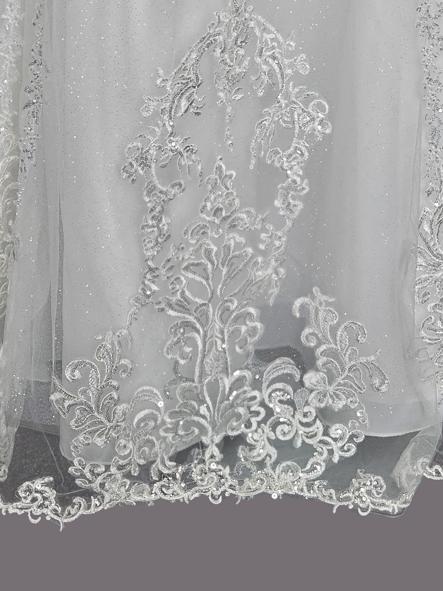 Sparkle A-Line Plunge Spaghetti Strap Wedding Gown - Oleg Cassini