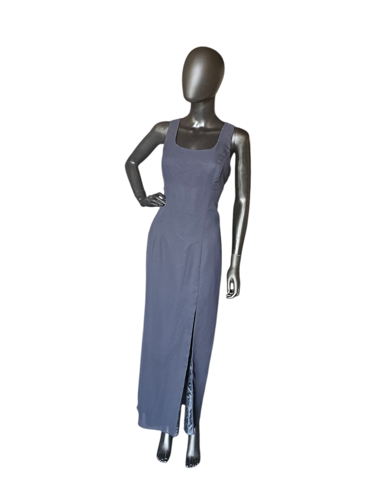 Vintage Navy Sheath Cap Sleeve Formal Dress