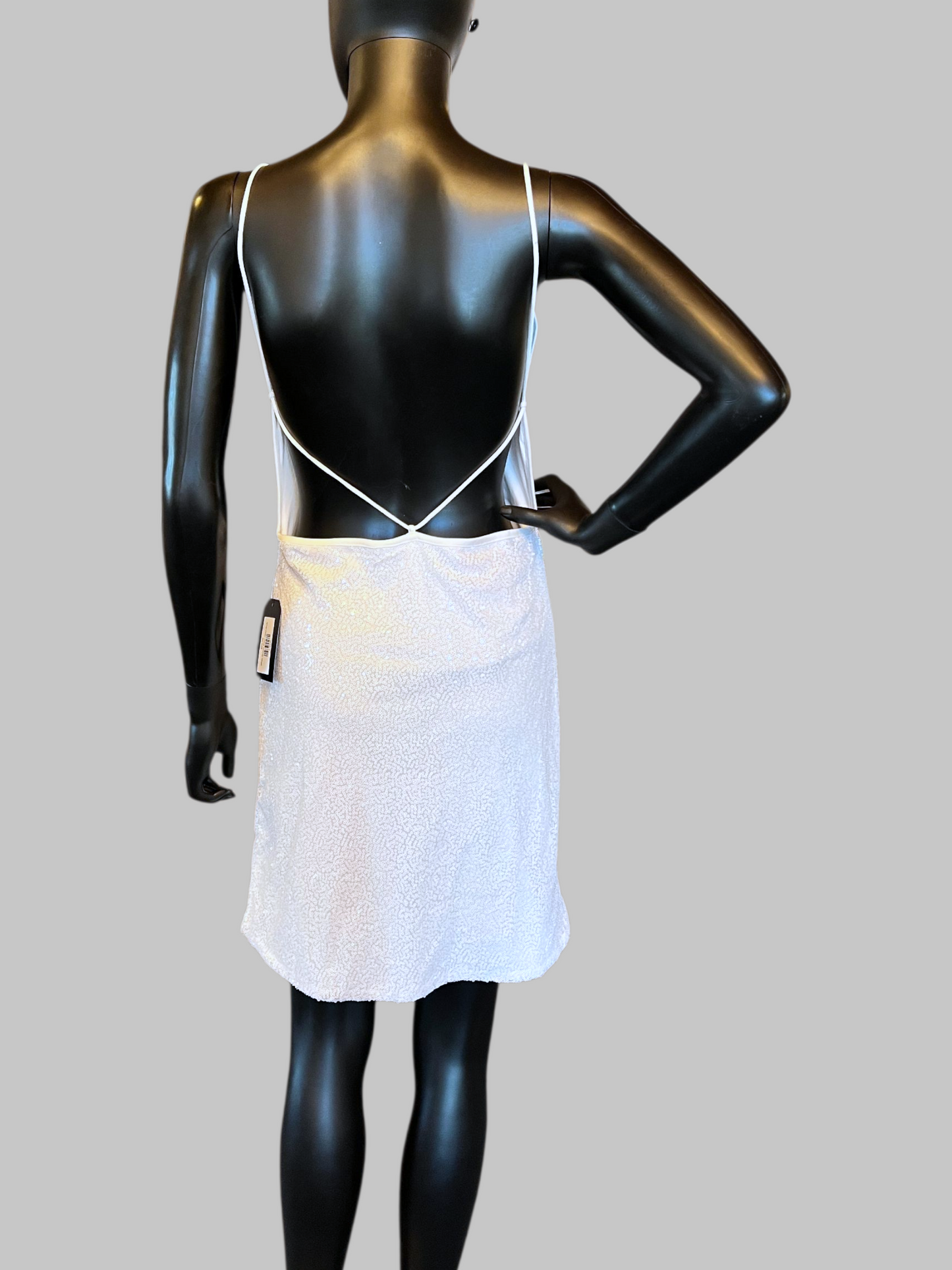 White Sequin Short Open Back Cocktail Dress - NWT YYA