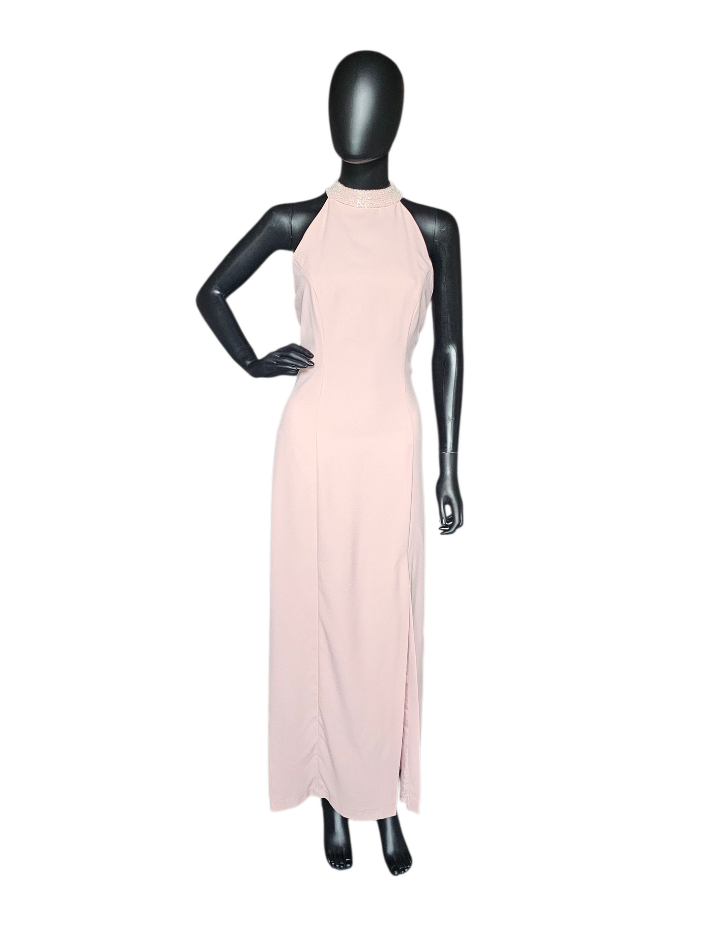 Soft Pink High Neck Sheath Formal Maxi Gown W/Jacket - Malas New York