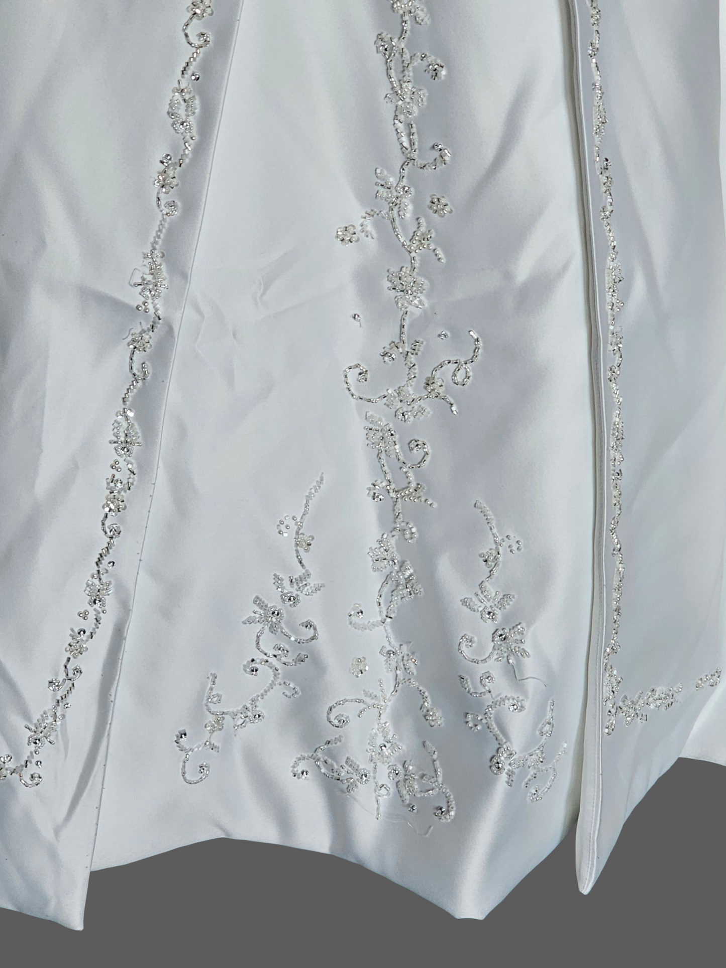 Vintage White Satin V-Split A Line Wedding Gown