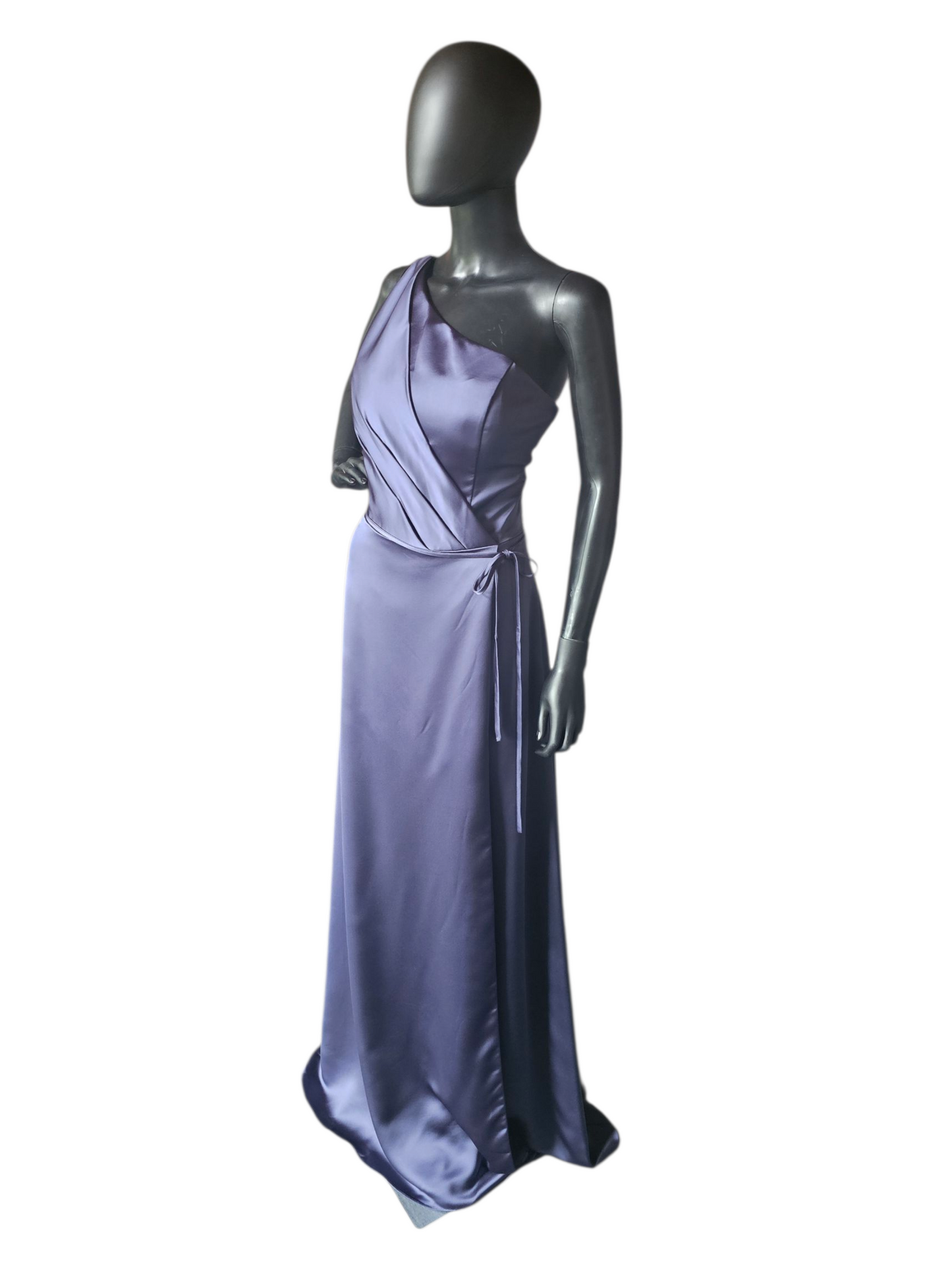 Dusk (Blue) Silky Satin One Shoulder Full Length Formal Gown - Mori Lee