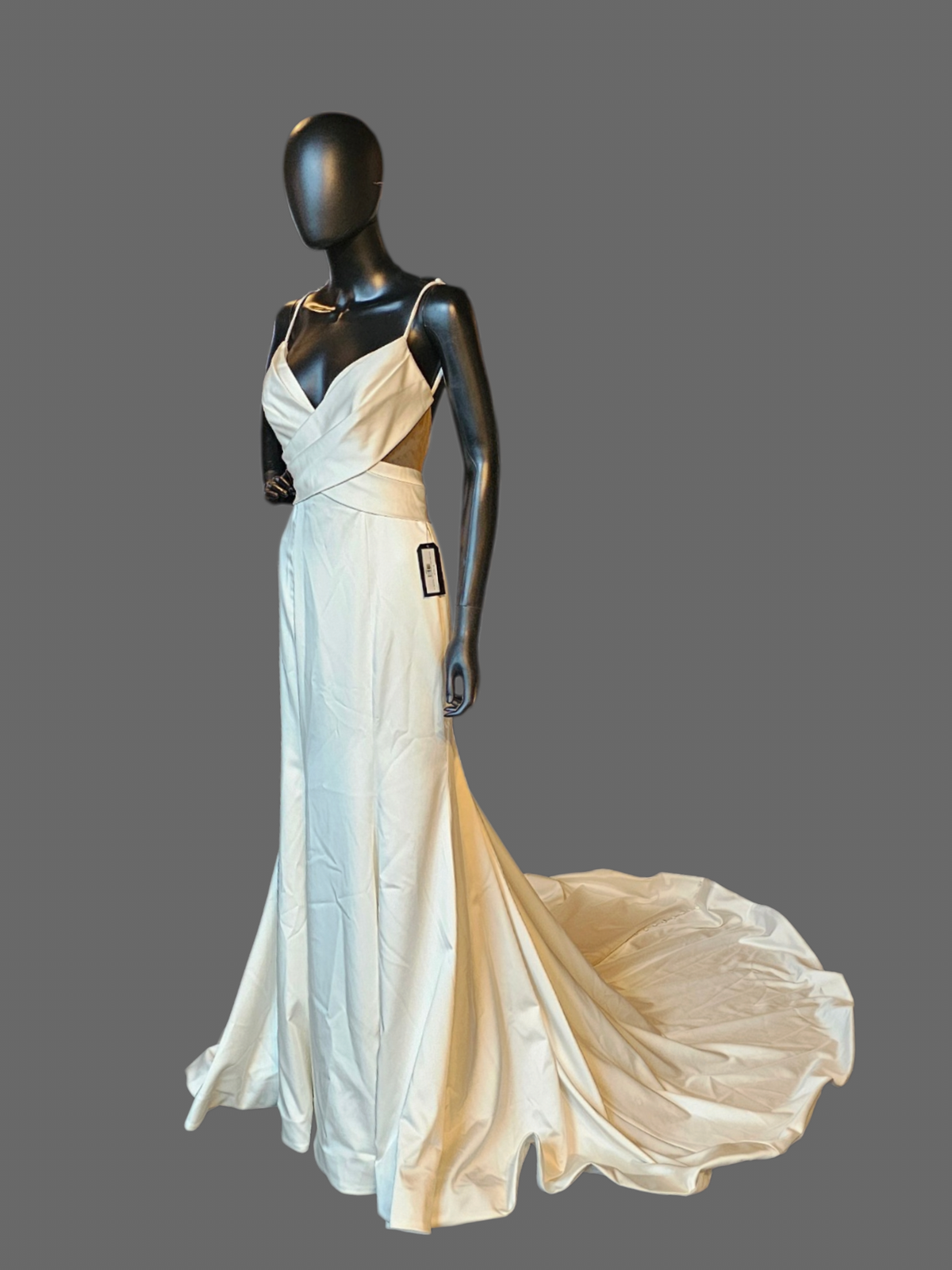 Ivory Silky Satin Cutout Sheath - Wilderly