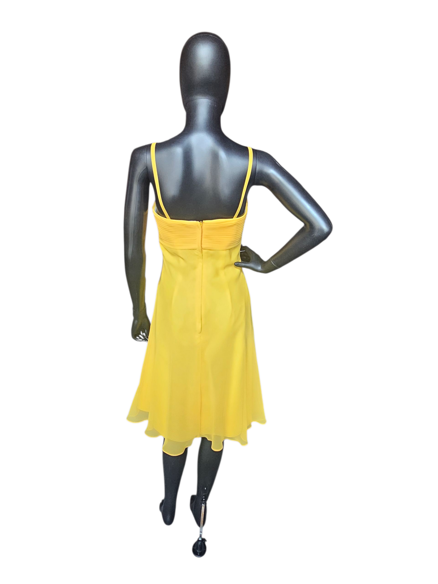 Canary Yellow Chiffon Spaghetti Party/Cocktail Dress NWOT - Da Vinci