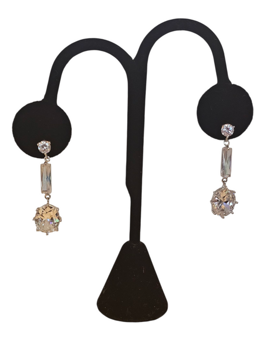 Small Silver Crystal Drop Earring