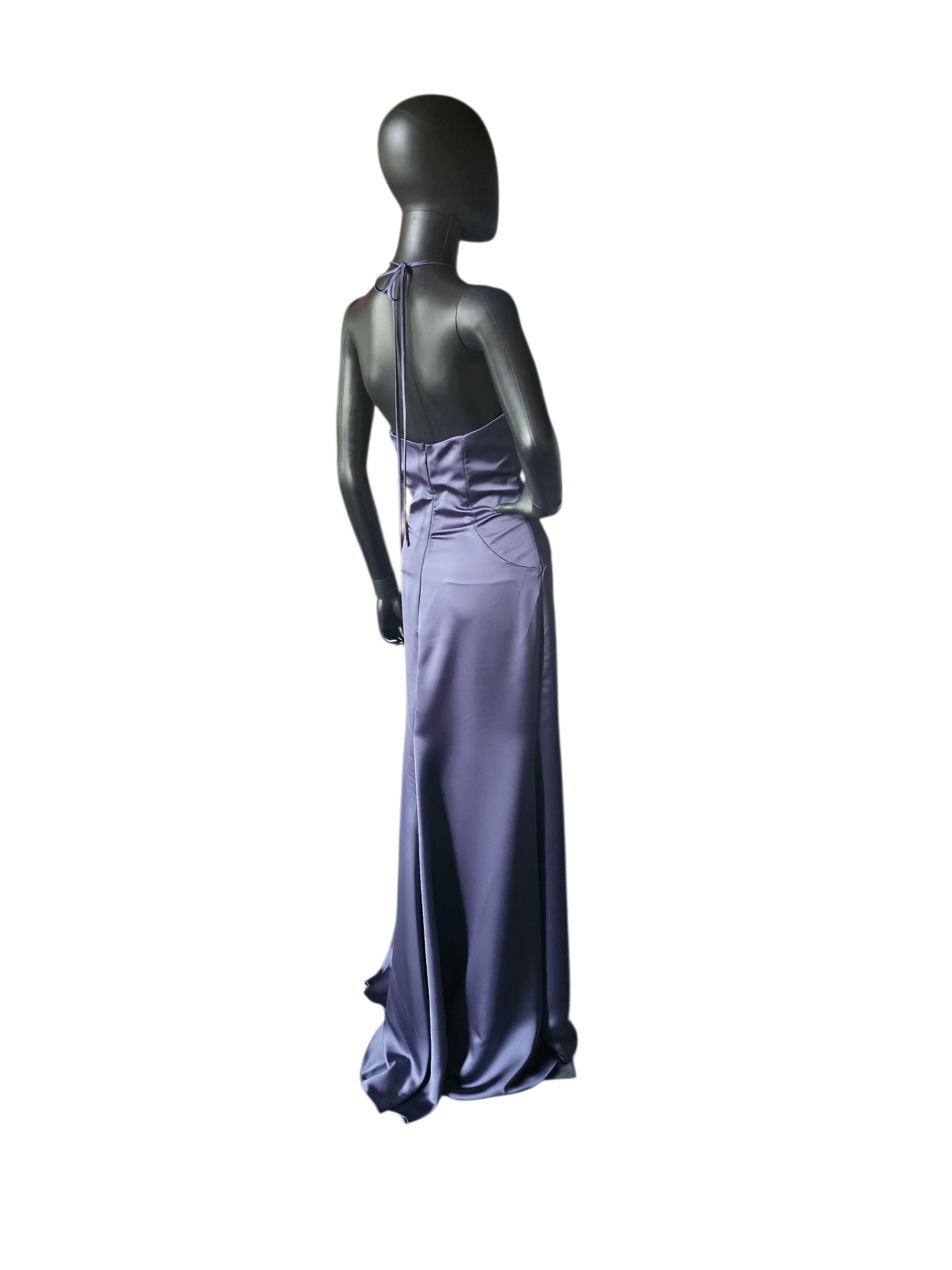 Dusk (Blue) Silky Satin Halter Haxi Bridesmaid Dress - Mori Lee